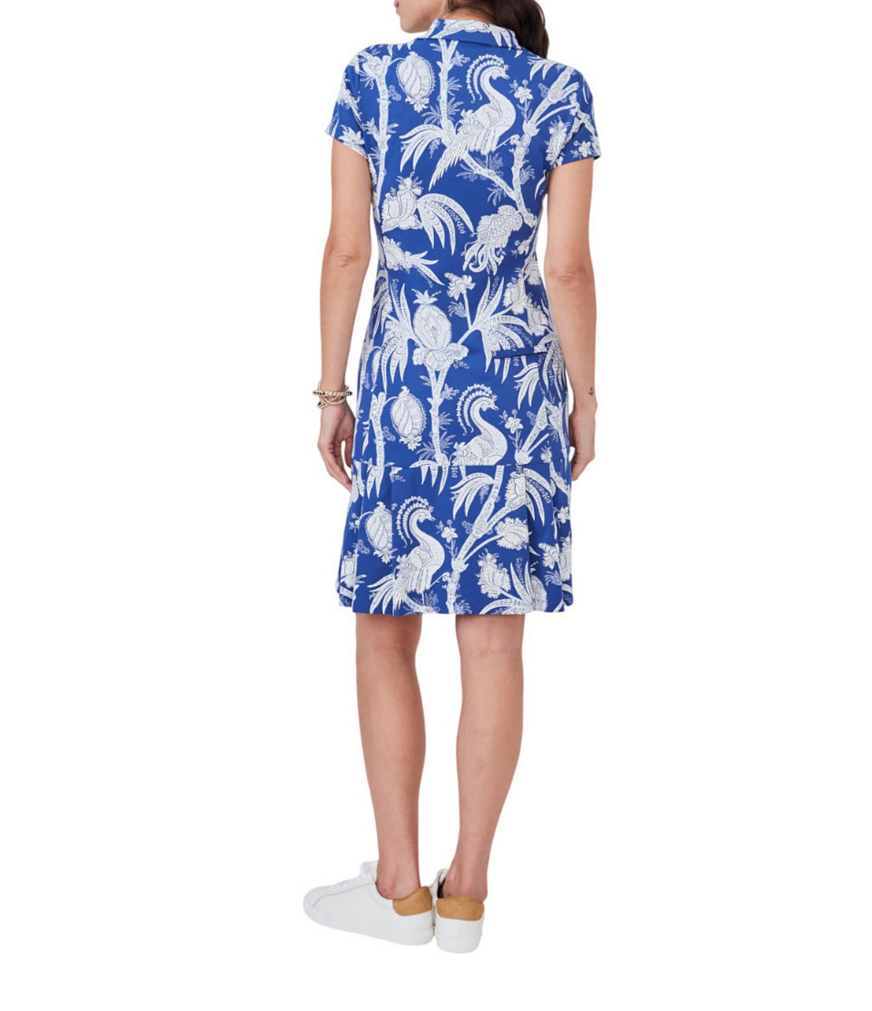 J.McLaughlin Dorte Printed Catalina Cloth Point Collar Cap Sleeve Dress