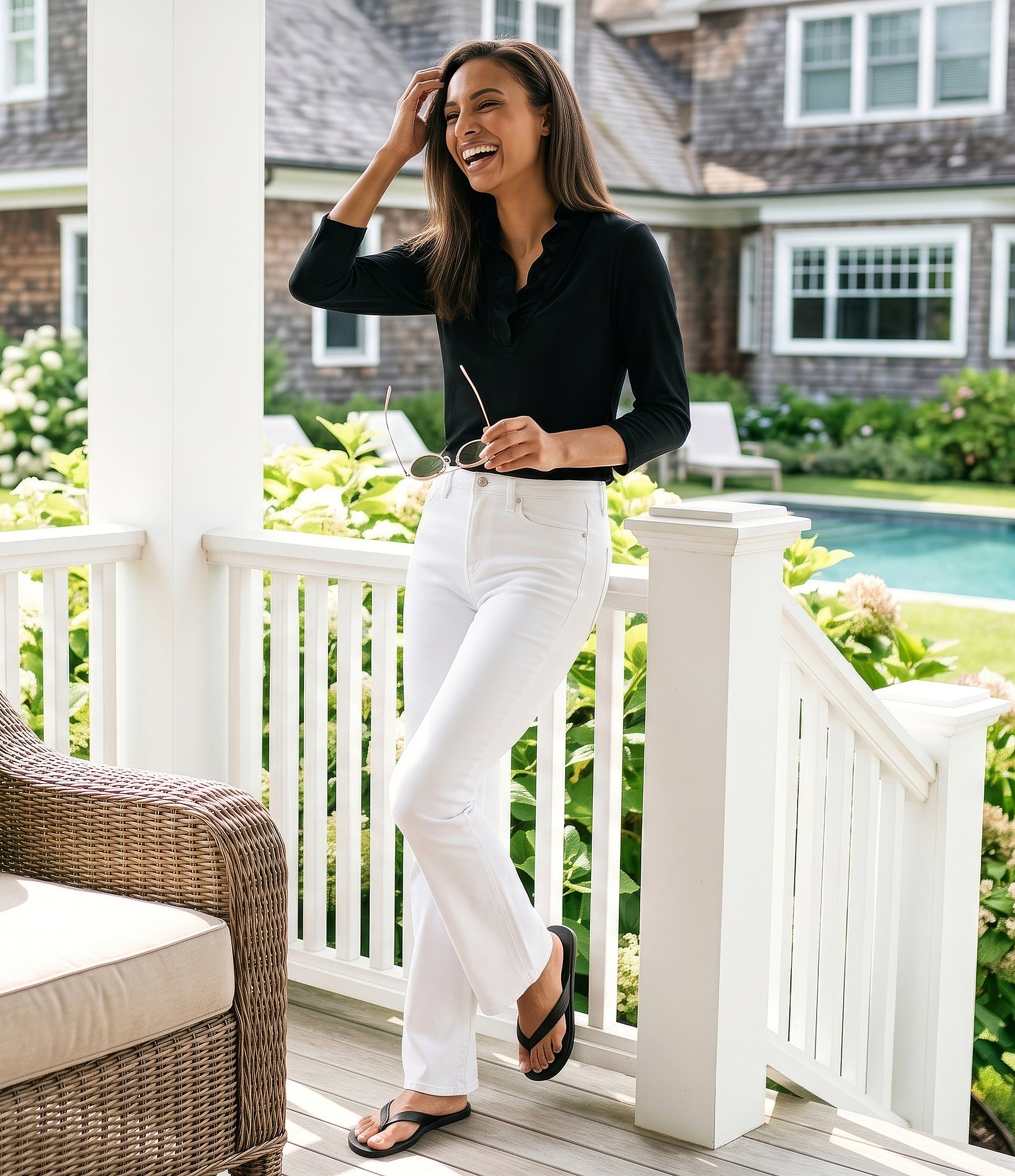 J.McLaughlin Durham 3/4 Sleeve Ruffle Top