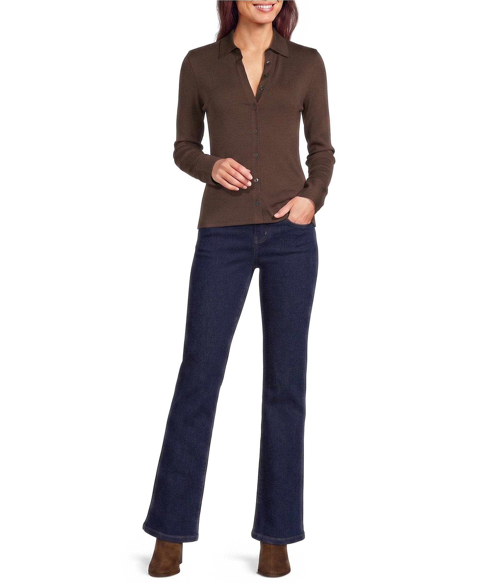 J.McLaughlin High-Rise 5-Pocket Flare Denim Jean