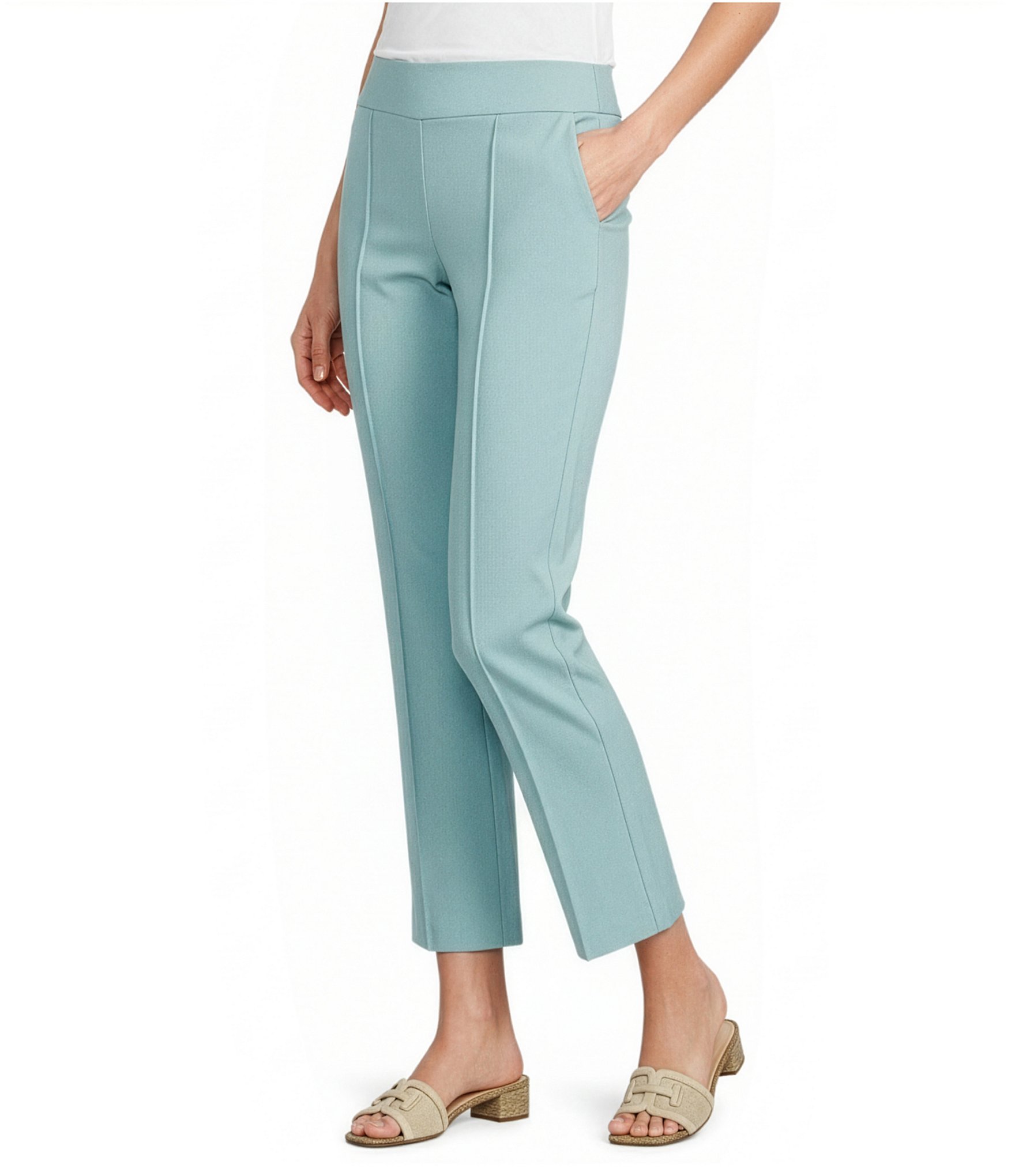J.McLaughlin Ivy Front Seam Detailed Kick Flare Leg Hem Cropped Pull-On Pants