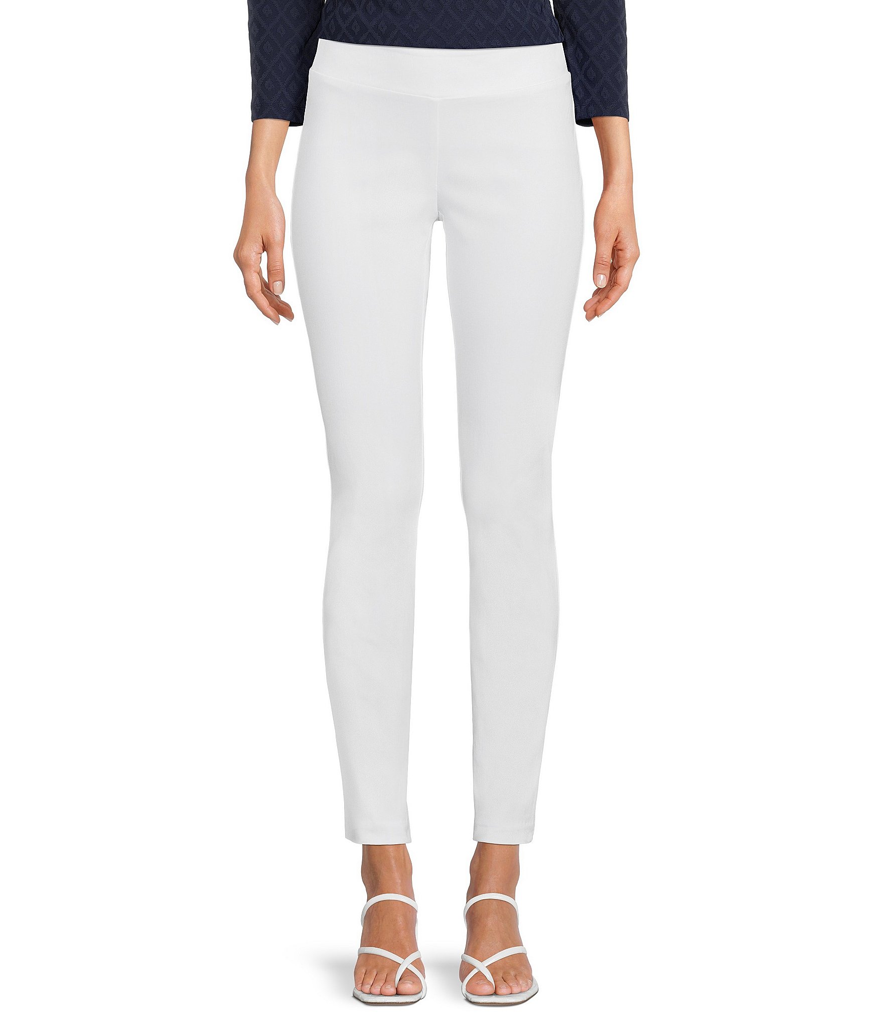 J. McLaughlin Size 14 Cream Rayon & Nylon Blend Spandex Elastic Waist Pants  — Labels Resale Boutique