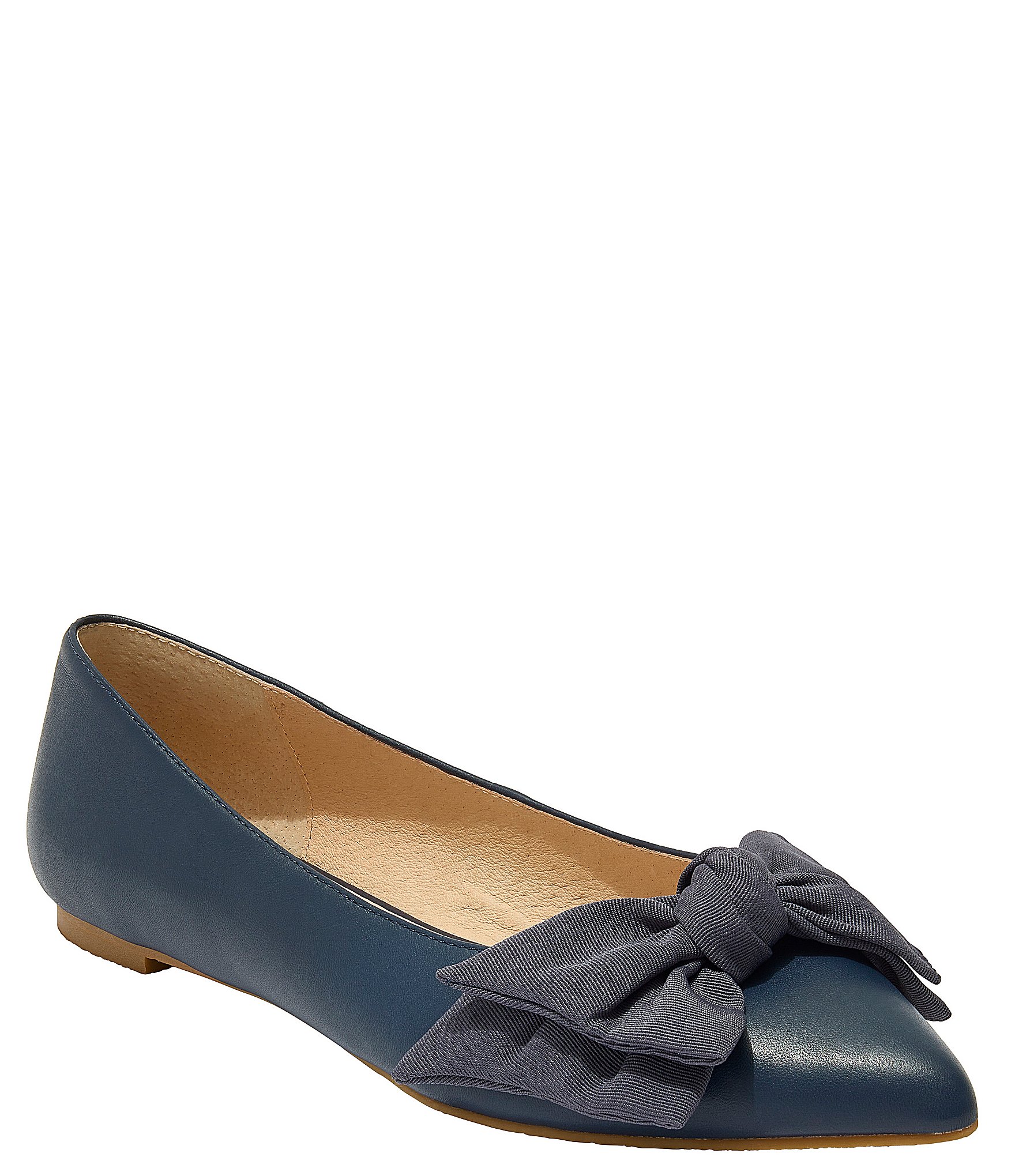 Jack Rogers Debra Leather Bow Pointed Toe Ballet Flats | Dillard's