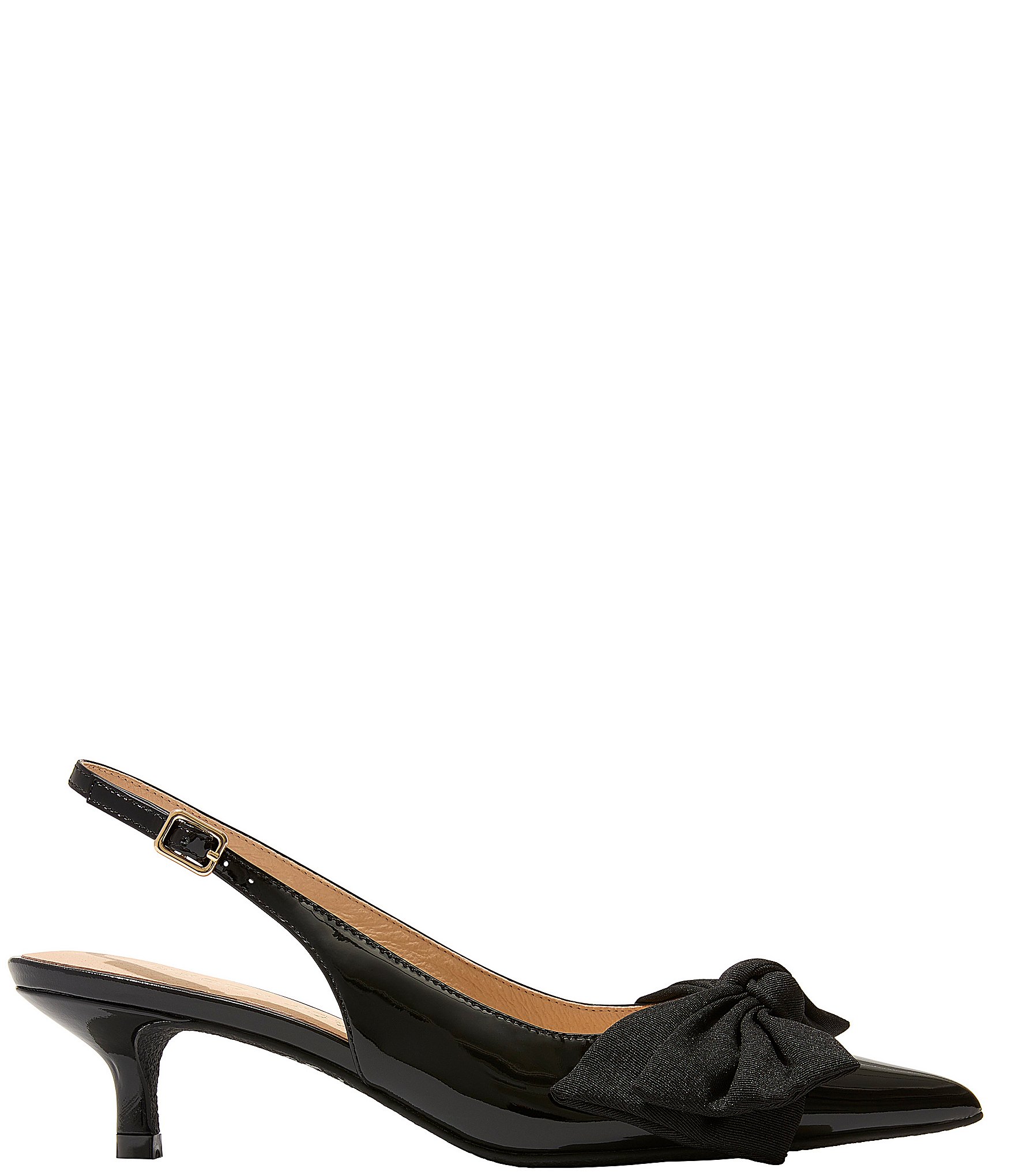 Jack Rogers Debra Satin Patent Leather Bow Slingback Pumps