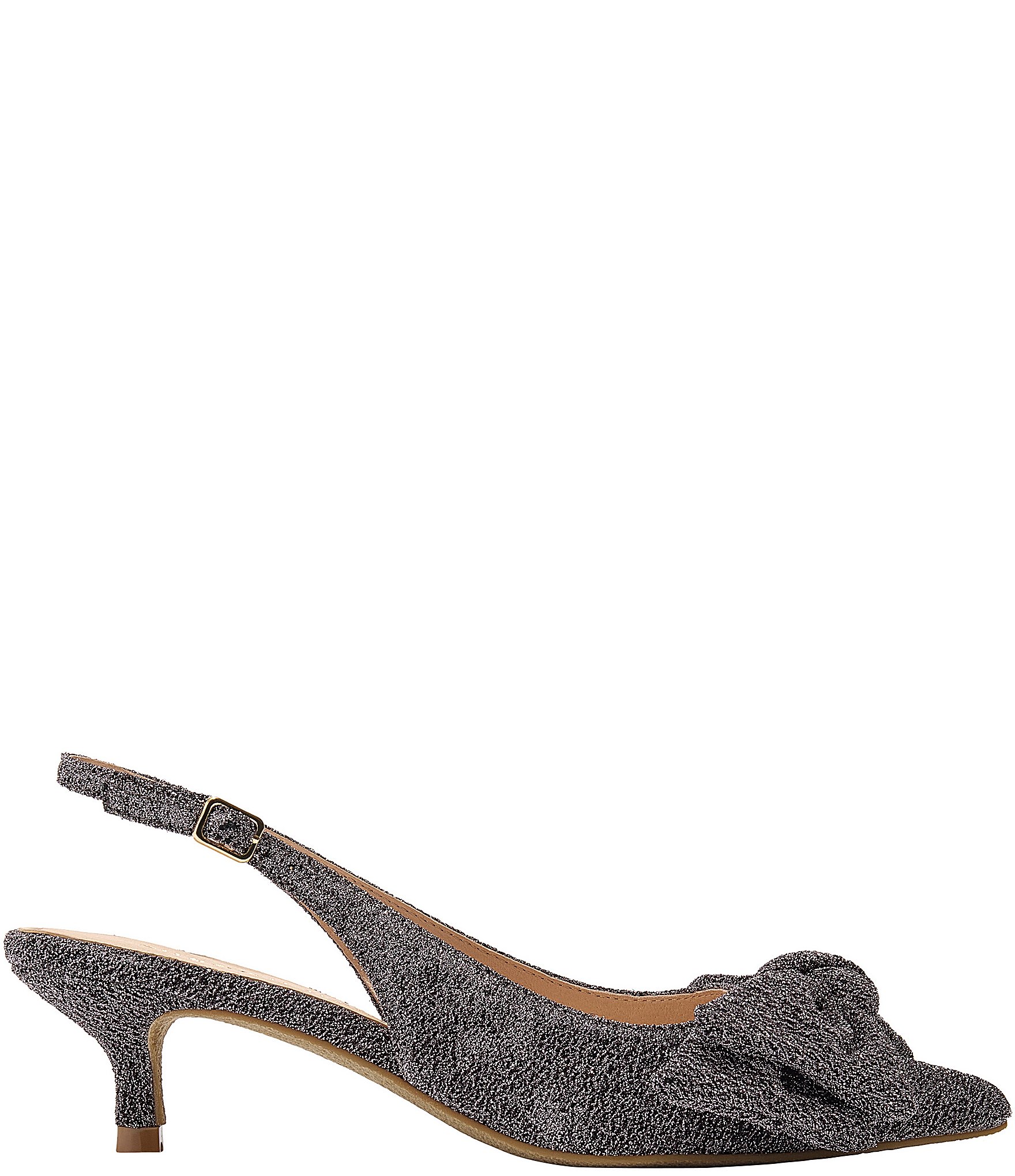 Jack Rogers Debra Sparkle Bow Slingback Kitten Heel Pumps