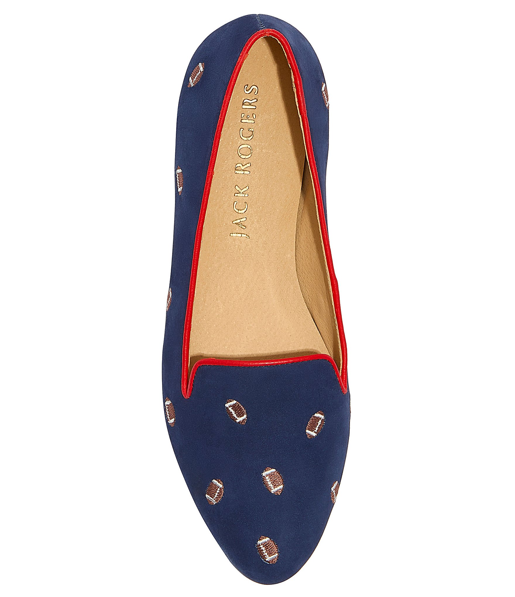 Jack Rogers Football Embroidered Suede Loafers