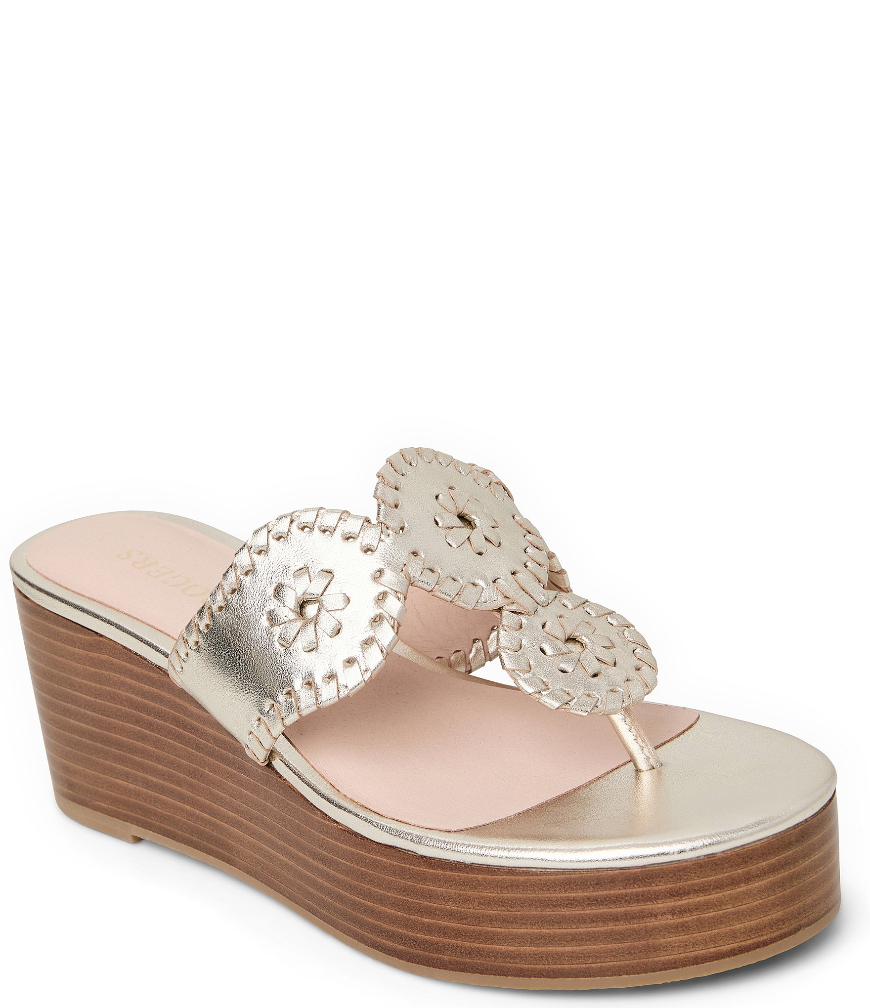 White Mountain Women’s Kimberly Platform Sandals - Faux Leather With Jewel Detail