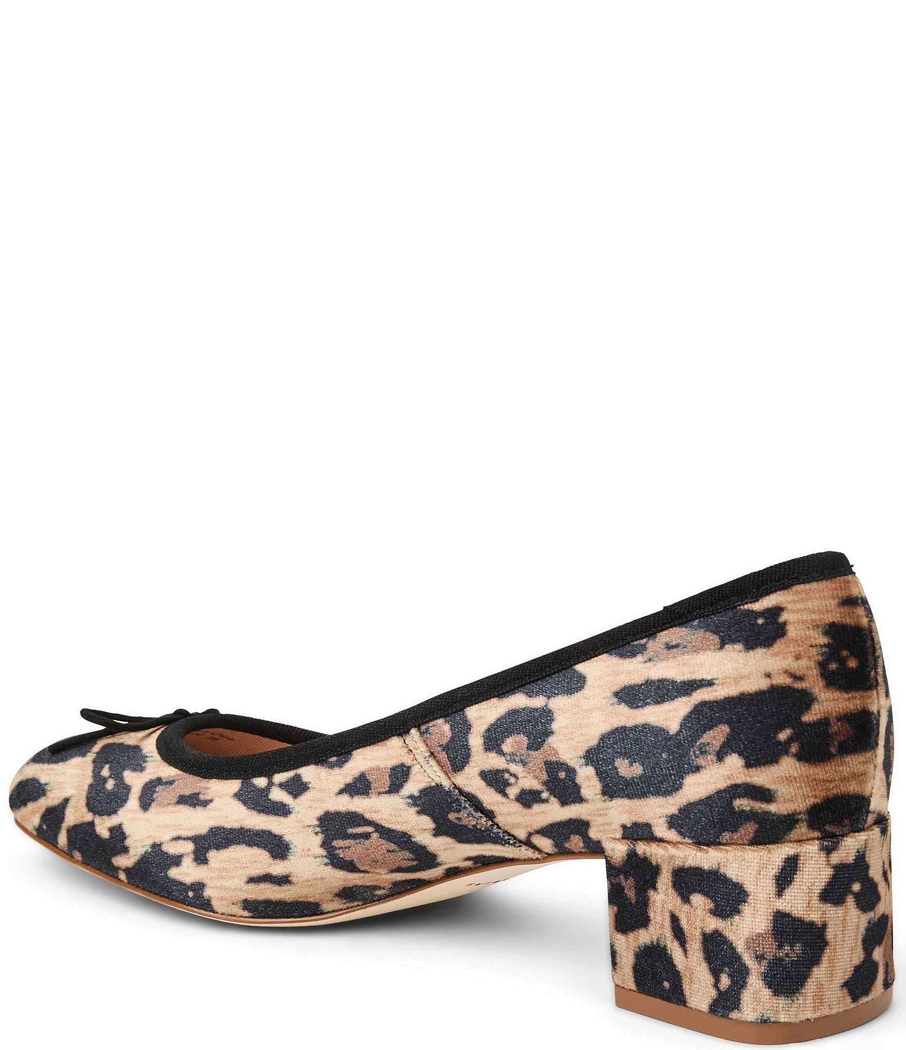 Jack Rogers Maddy Leopard Print Velvet Block Heel Bow Pumps