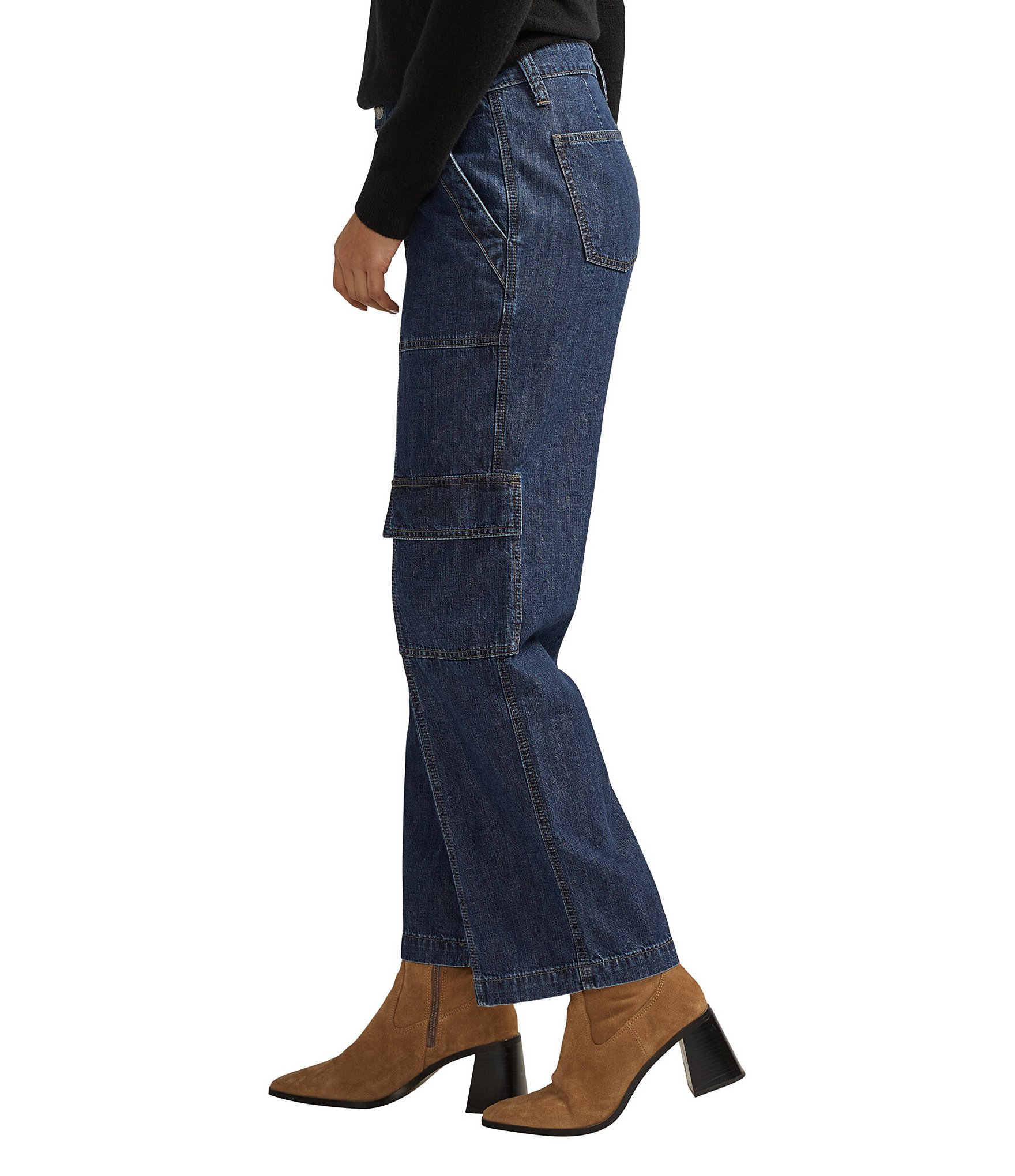 Jag Jeans Lightweight Cargo Pocket Wide Leg High Rise Jean