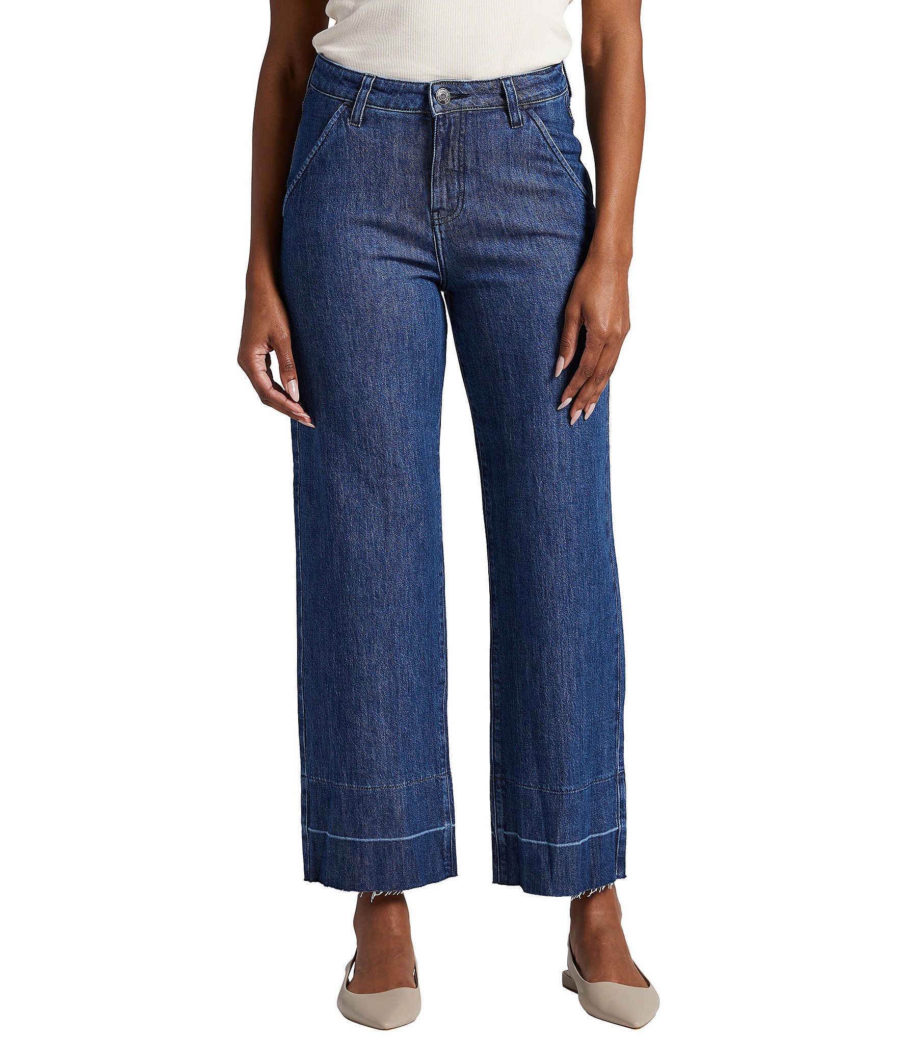 Jag Jeans Sophia Wide Leg High Rise Raw Hem Jeans | Dillard's
