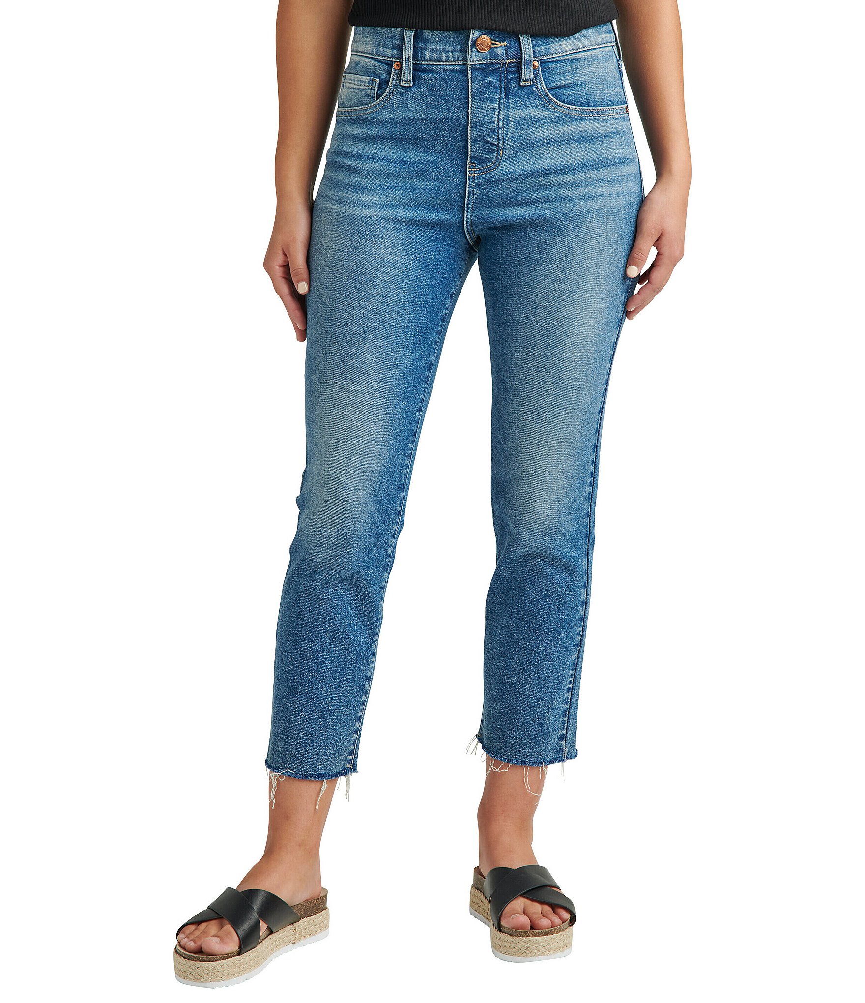 Jag Jeans Valentina High Rise Straight Leg Raw Hem Crop Jeans | Dillard's