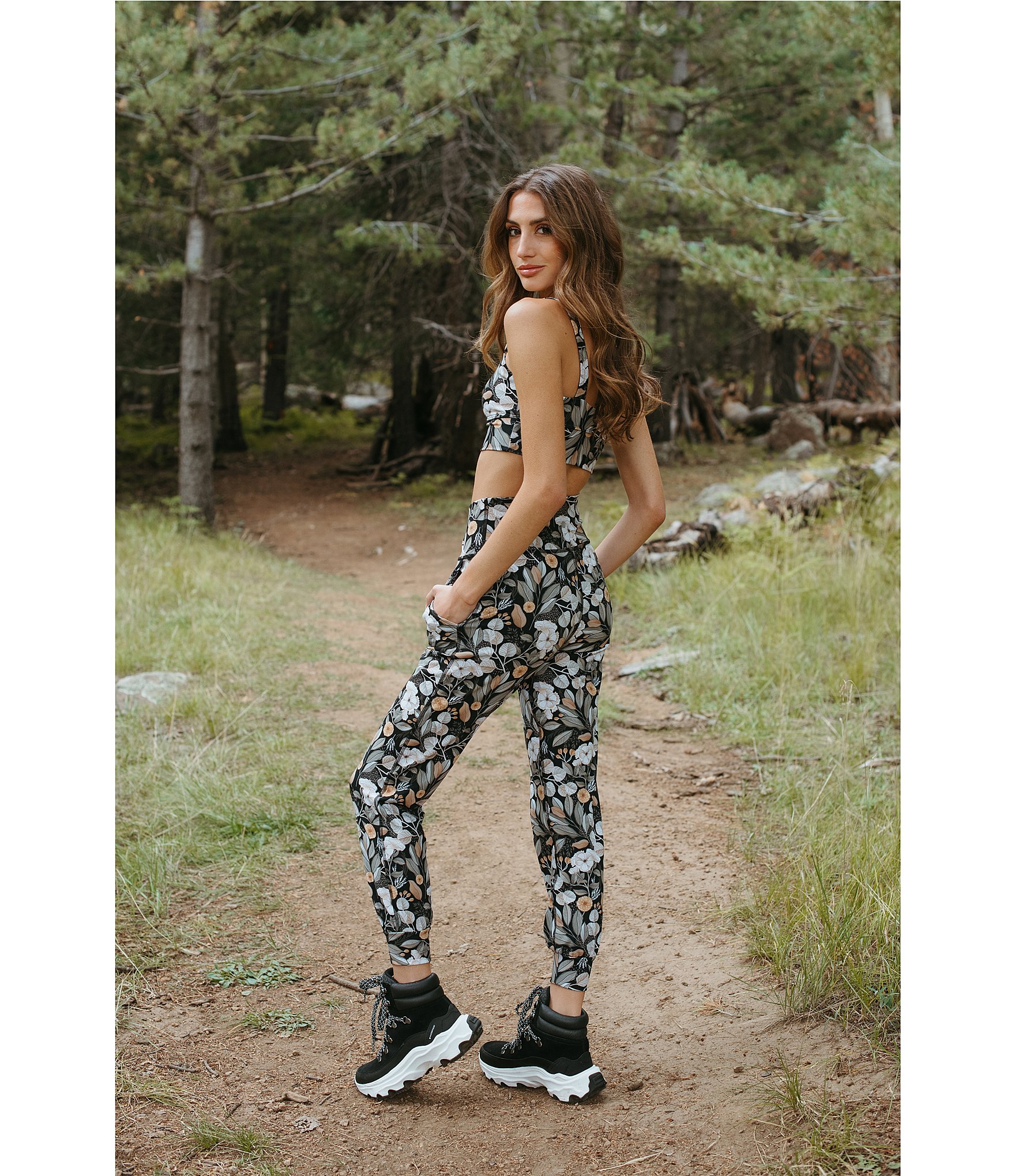 JALA Cross Waist Floral Print Jogger