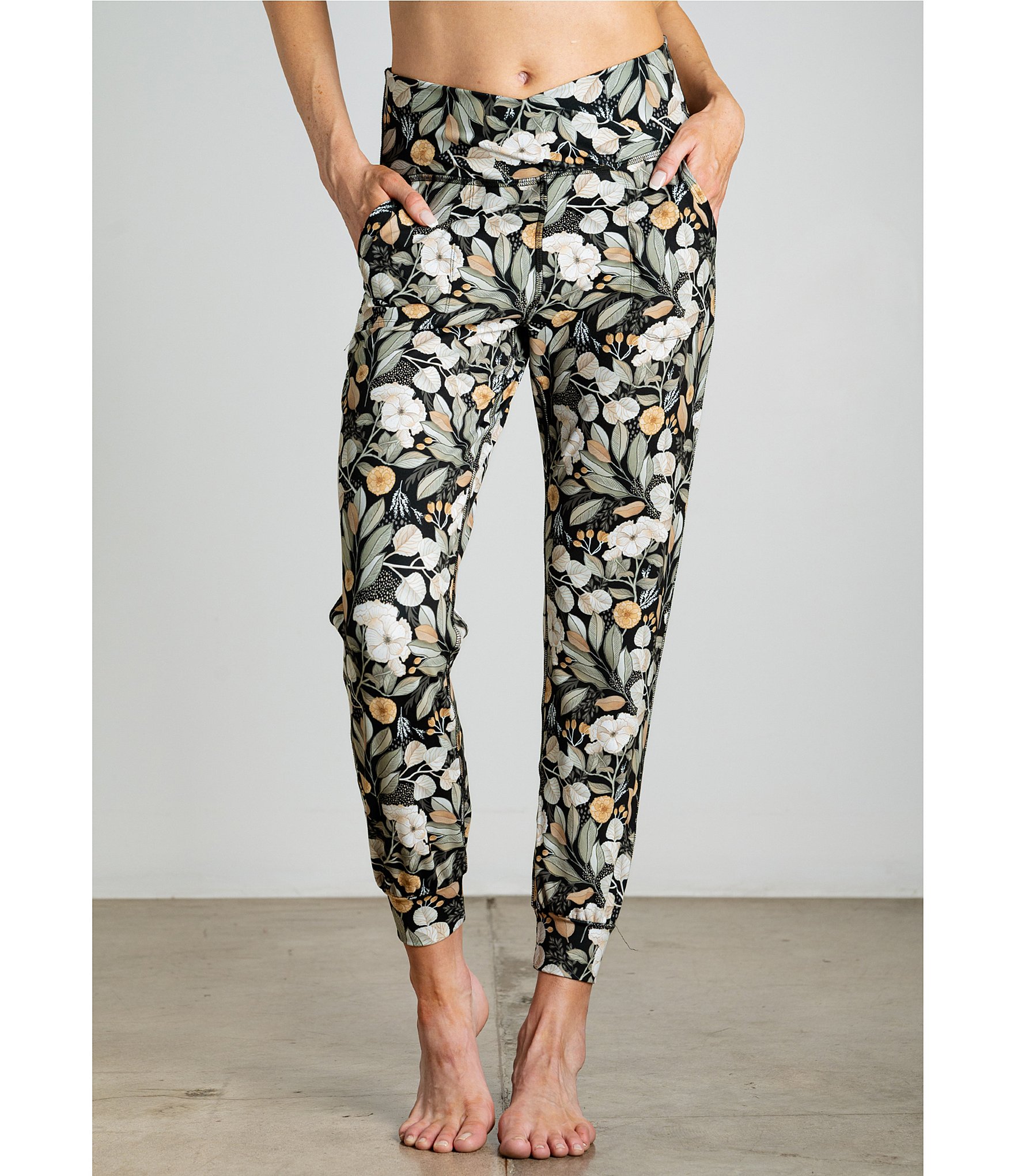 JALA Cross Waist Floral Print Jogger