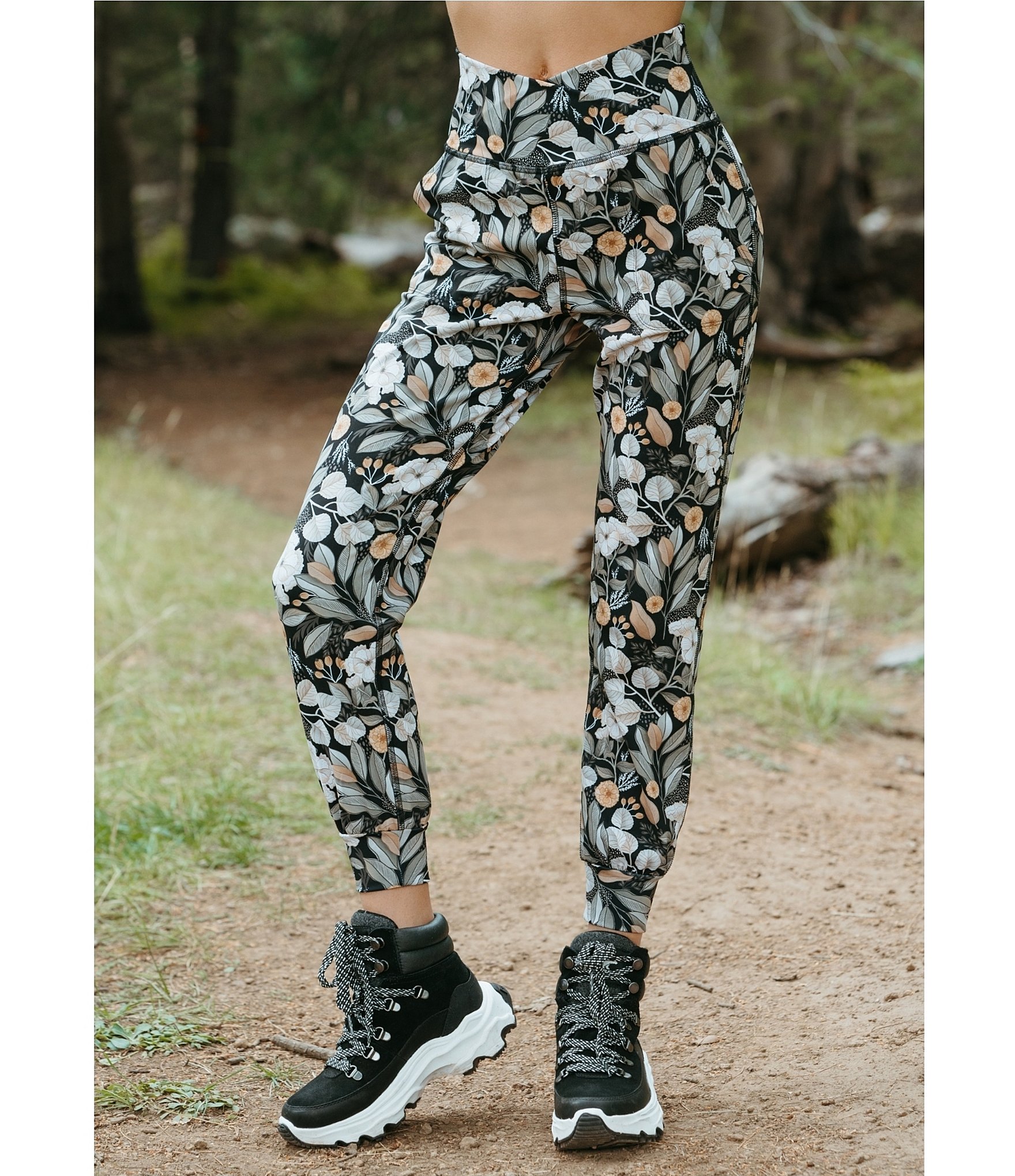 JALA Cross Waist Floral Print Jogger