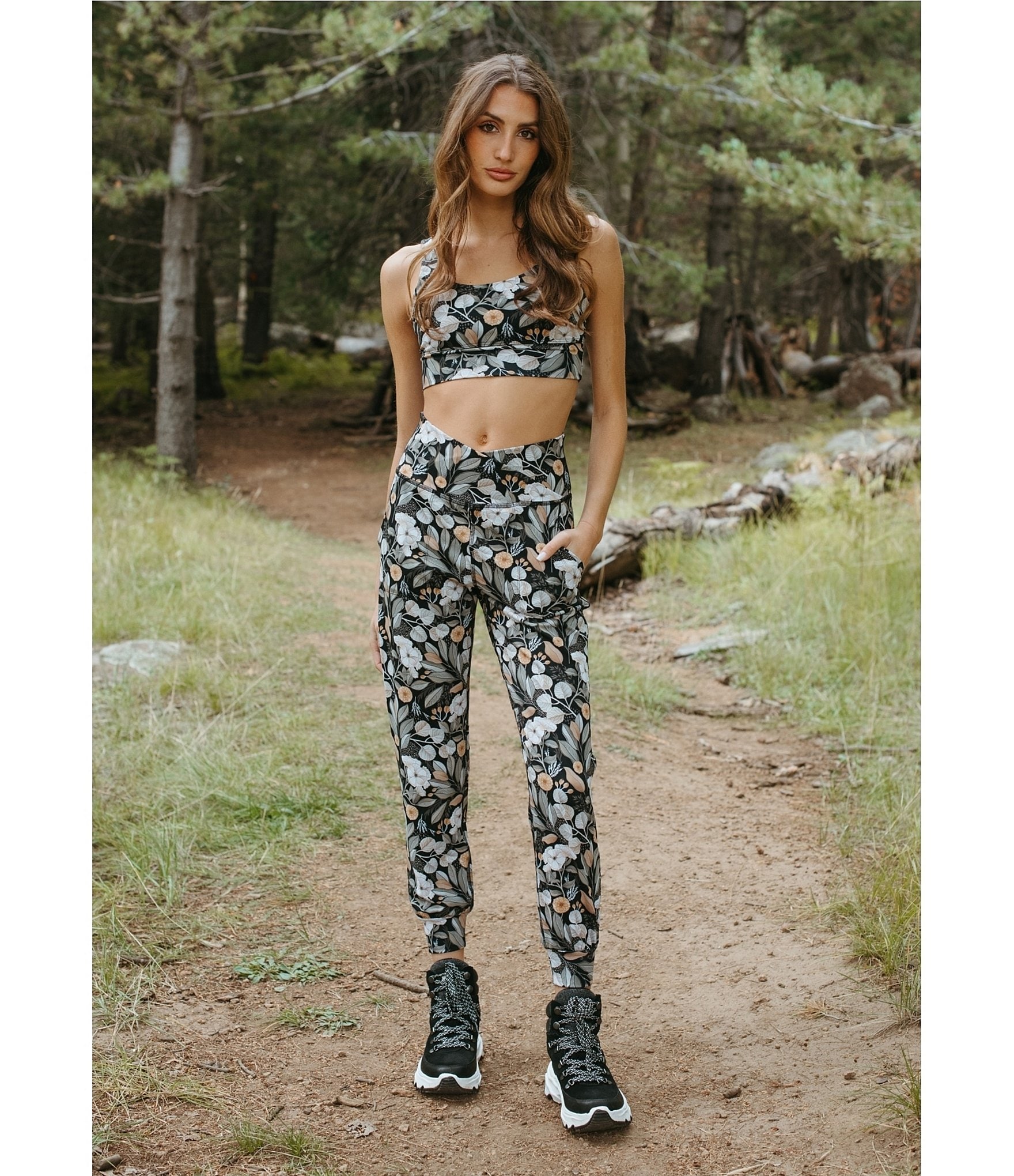 JALA Cross Waist Floral Print Jogger