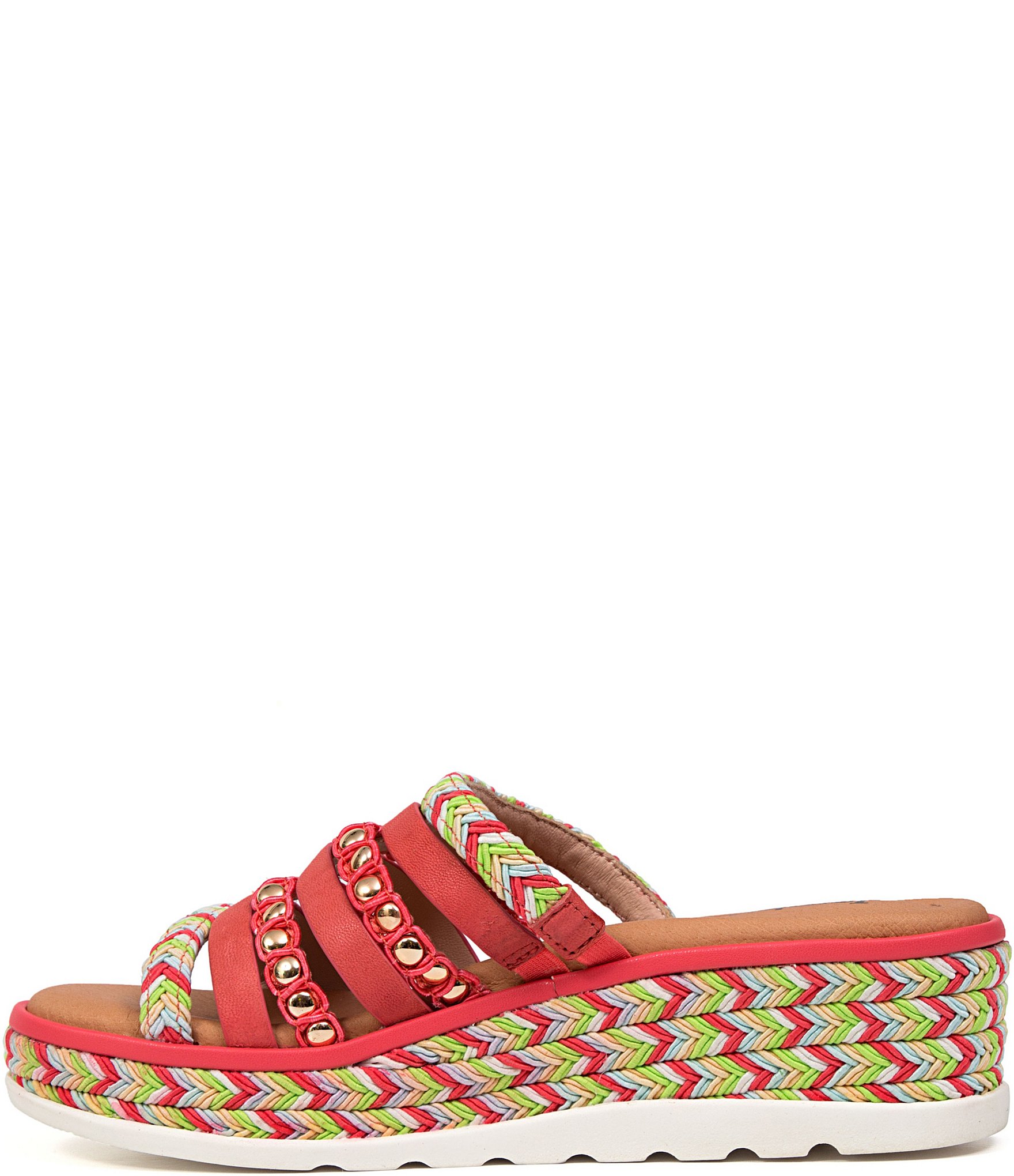 Jambu Dahlia Leather Woven Stud Detail Platform Wedge Sandals