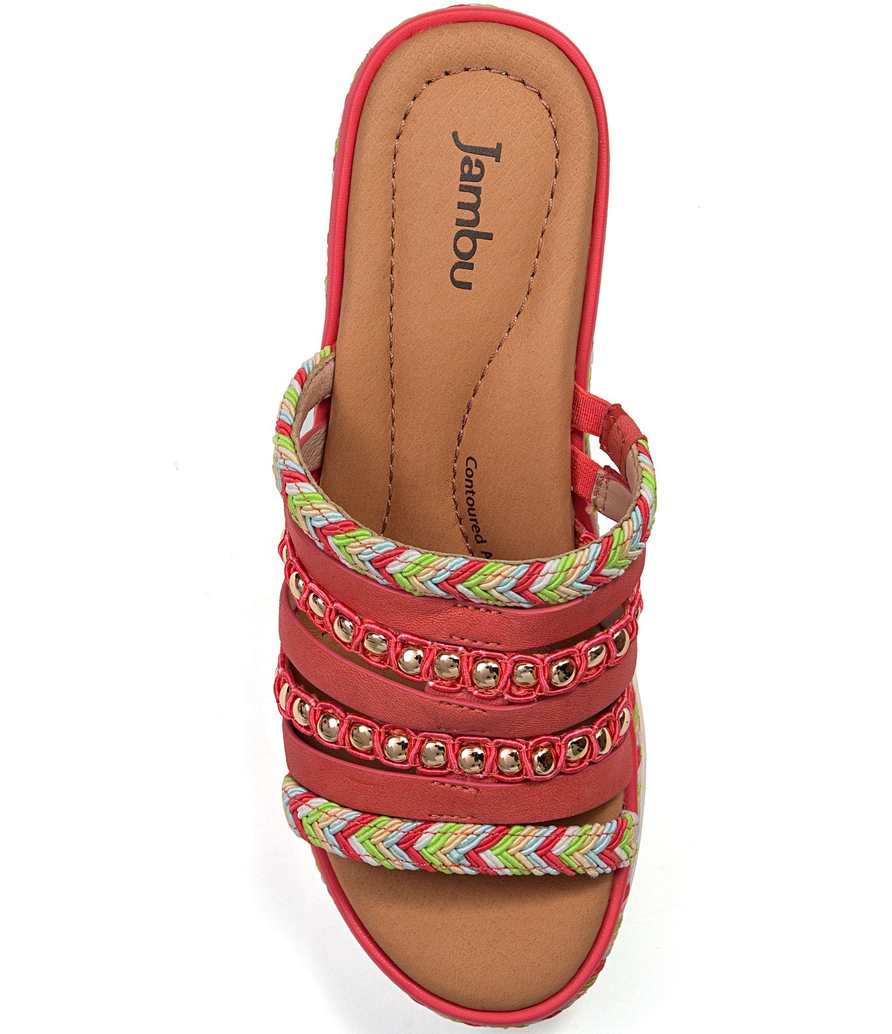 Jambu Dahlia Leather Woven Stud Detail Platform Wedge Sandals