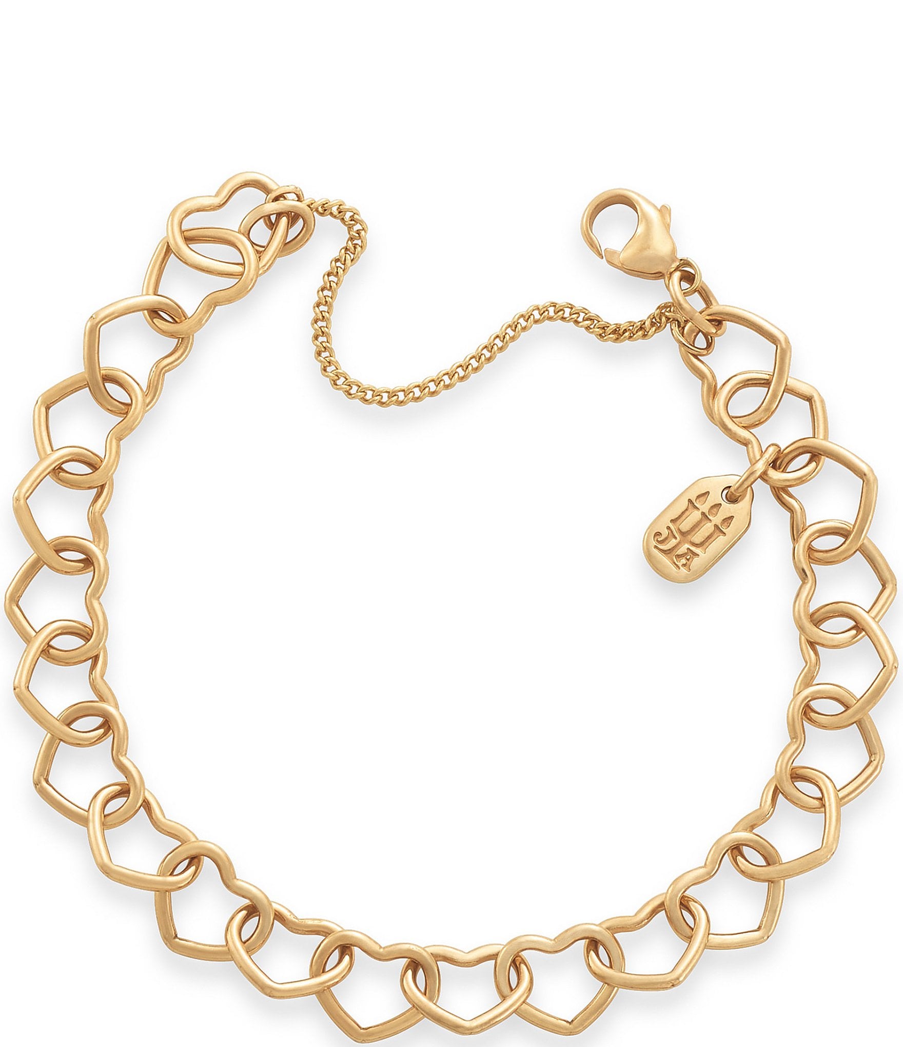 Jewelryaffairs 14K Yellow Gold Hamsa Heart Moon Charm Bracelet, 7