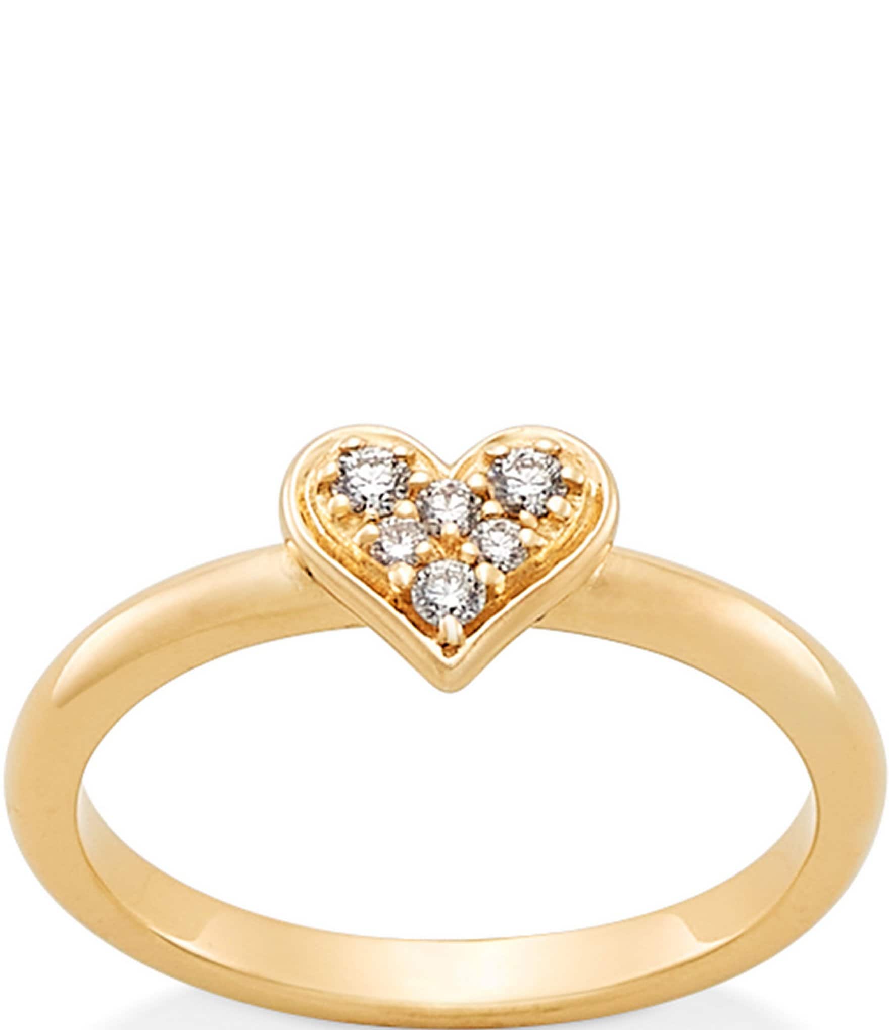 James Avery 14K Gold Delicate Pave Diamond Heart Band Ring | Dillard's
