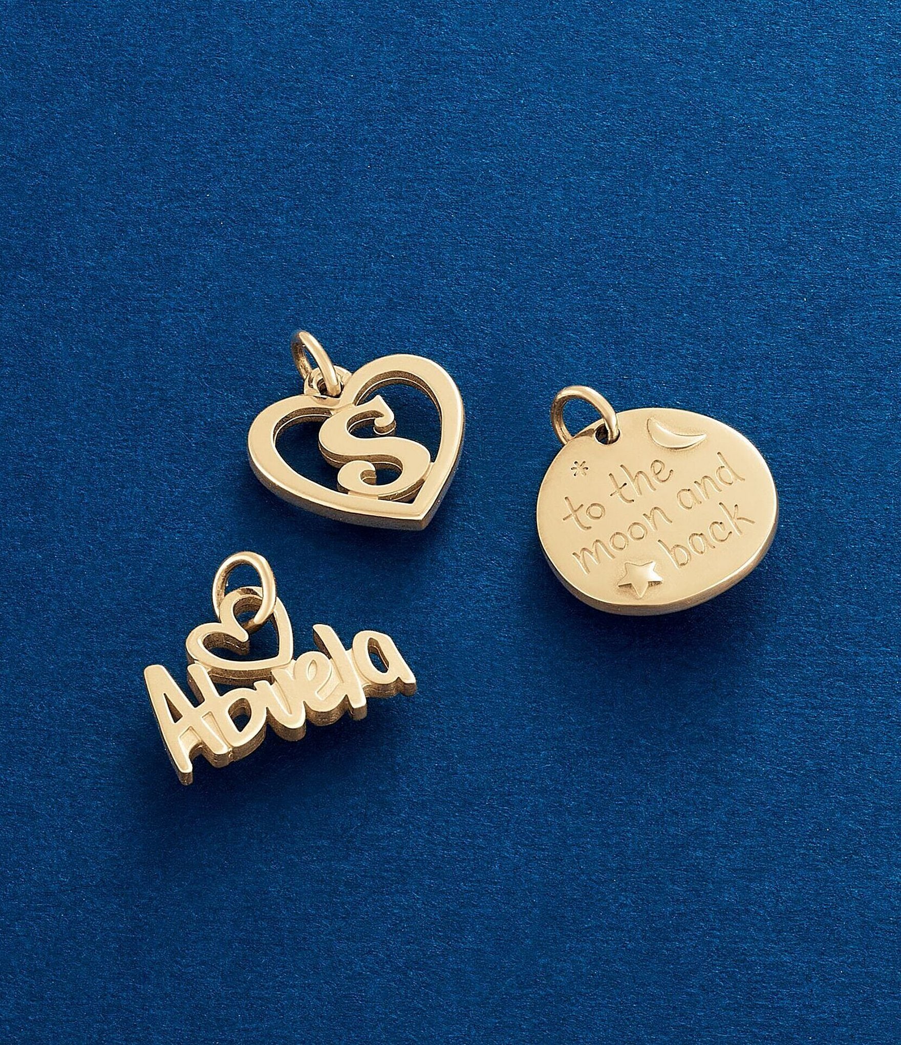 James Avery 14k Gold Heart Script Initial Charm