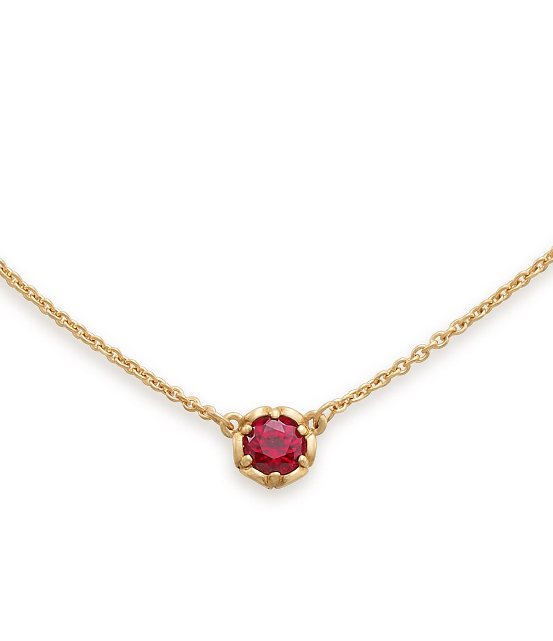 Ornate Jewels Ruby Solitaire Necklace With Earrings