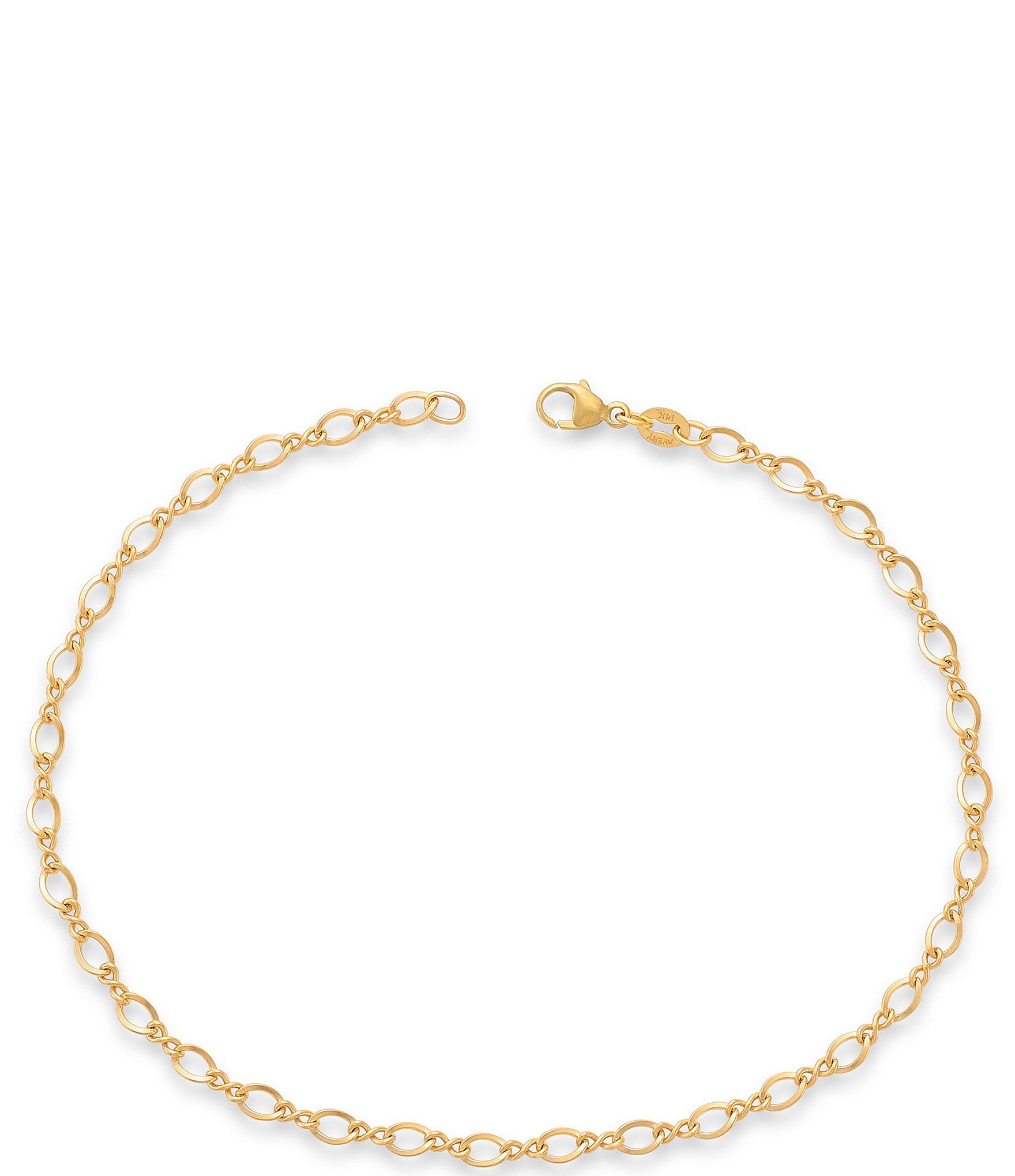 Alternating Dolphin and Oval Twist Adjustable Anklet in 14K Gold - 10