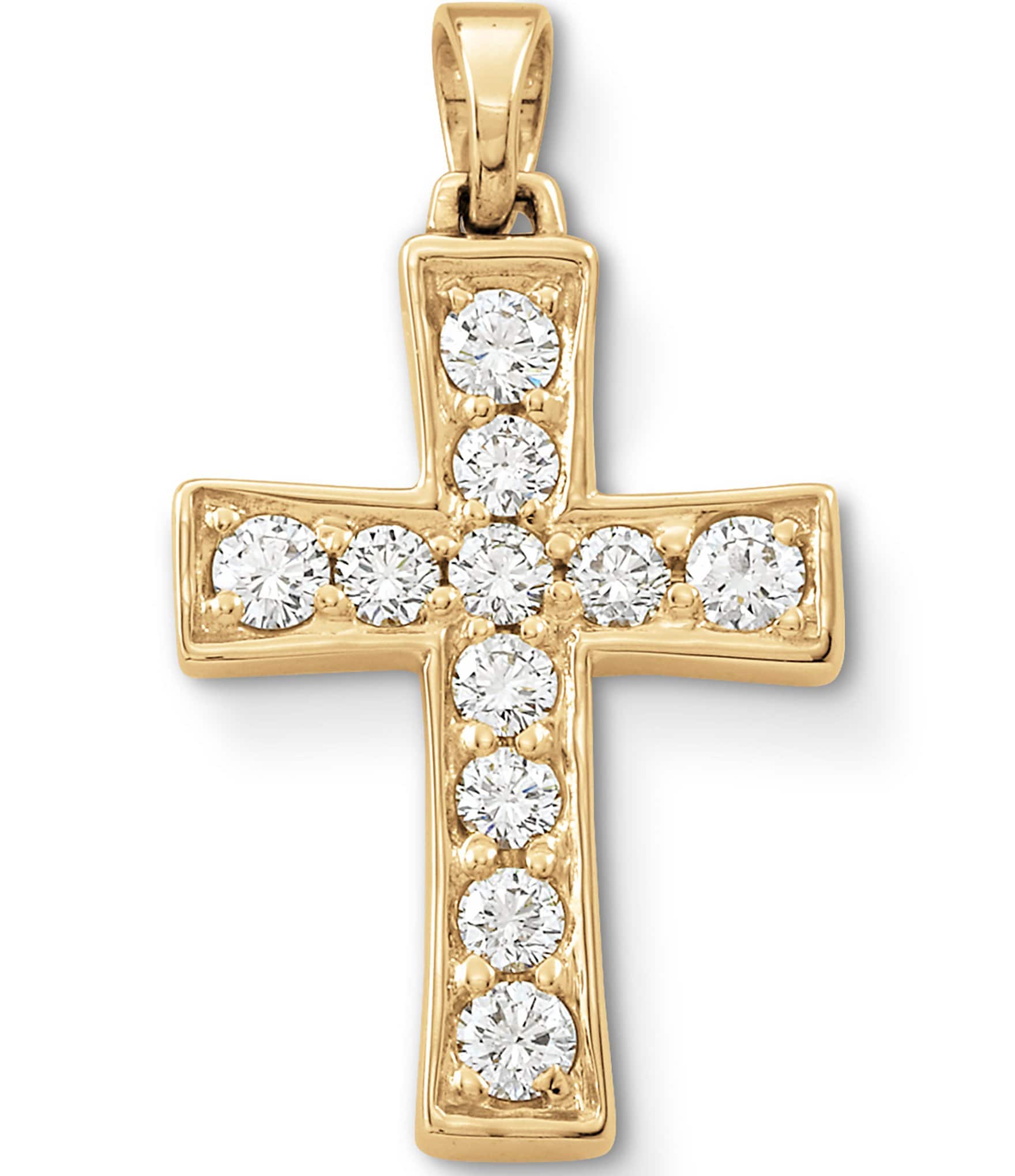 Louis Vuitton Gold Plated Two-stripe Cross Charm Necklace With Diamond