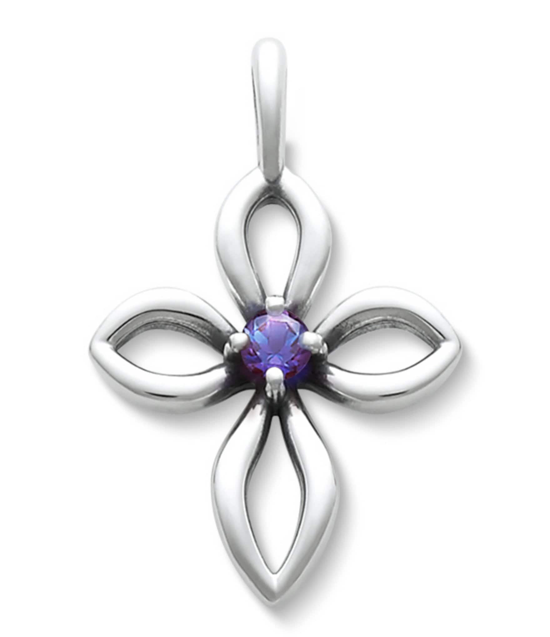 James Avery Avery Remembrance Cross June Birthstone with Lab-Created Alexandrite Charm