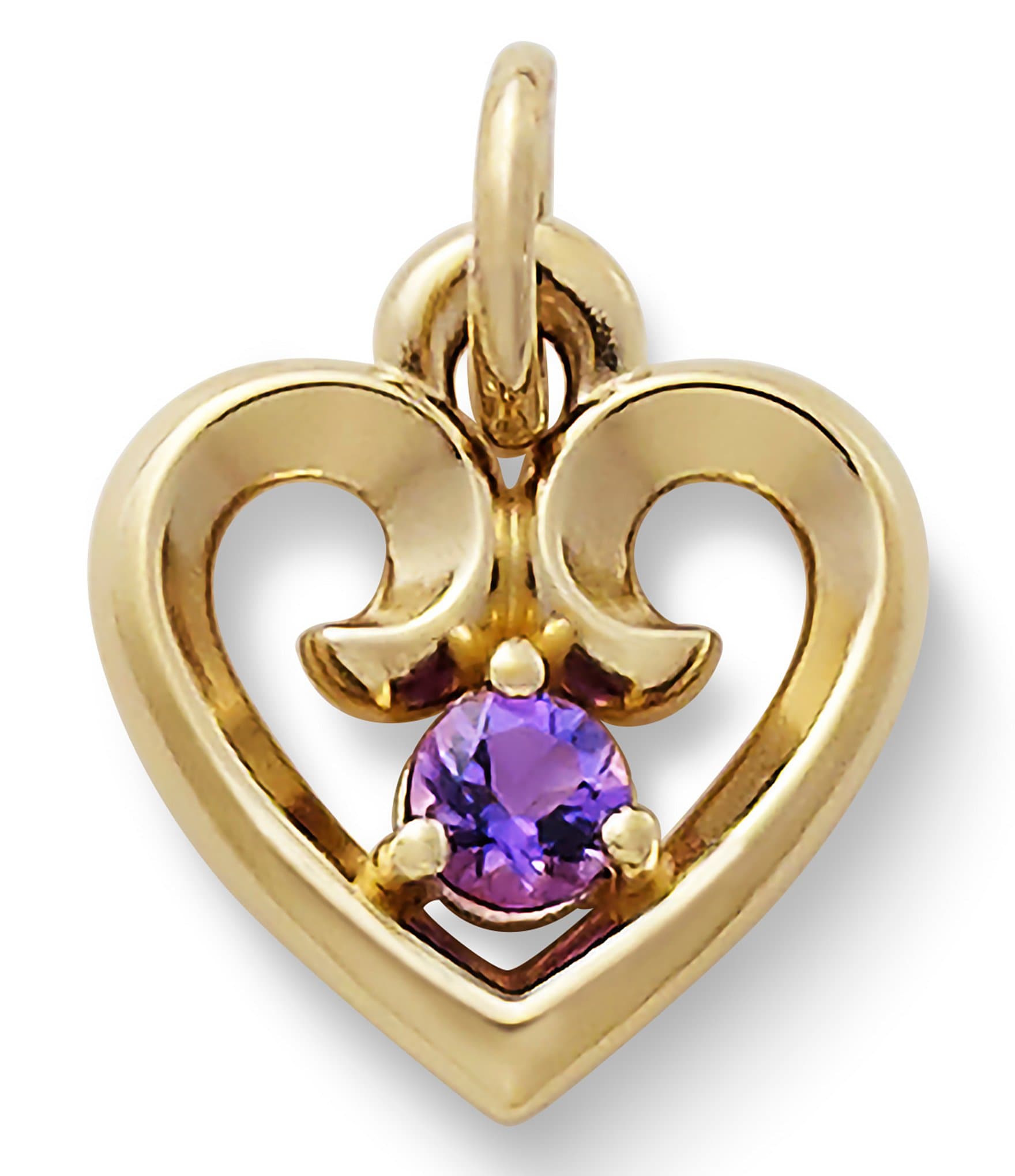 James Avery 14K Gold February Amethyst Birthstone Remembrance Heart Charm