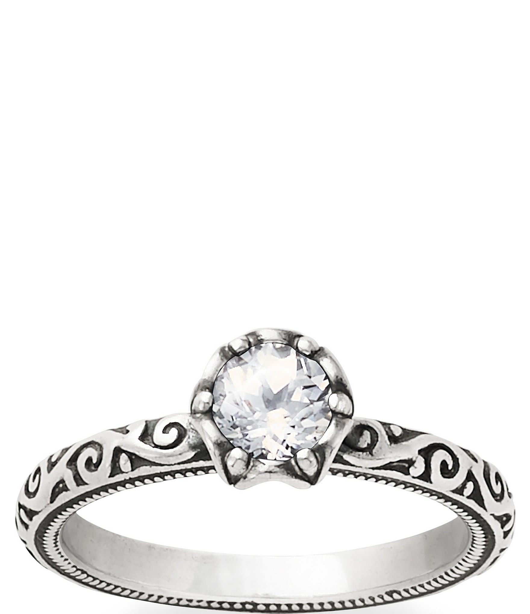 Tia Sterling Silver Band Ring in White Sapphire
