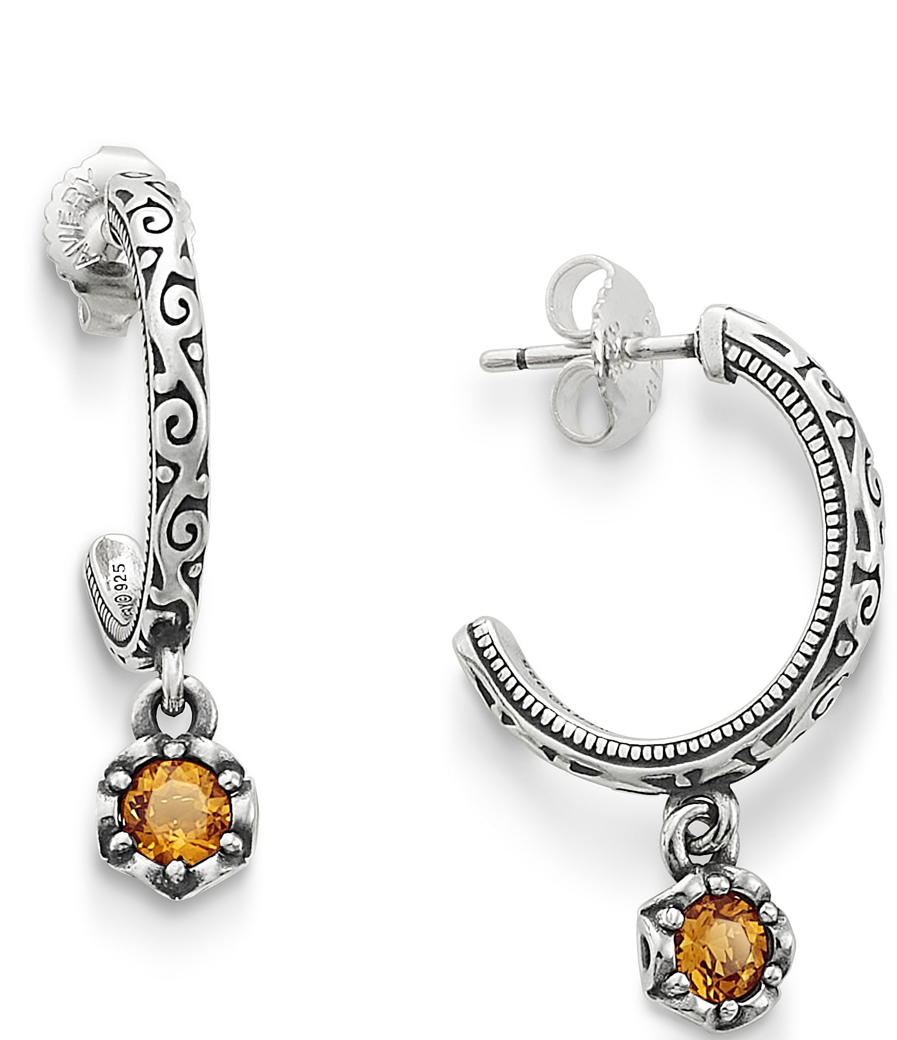 James Avery Cherished Citrine November Birthstone Hoop Earrings