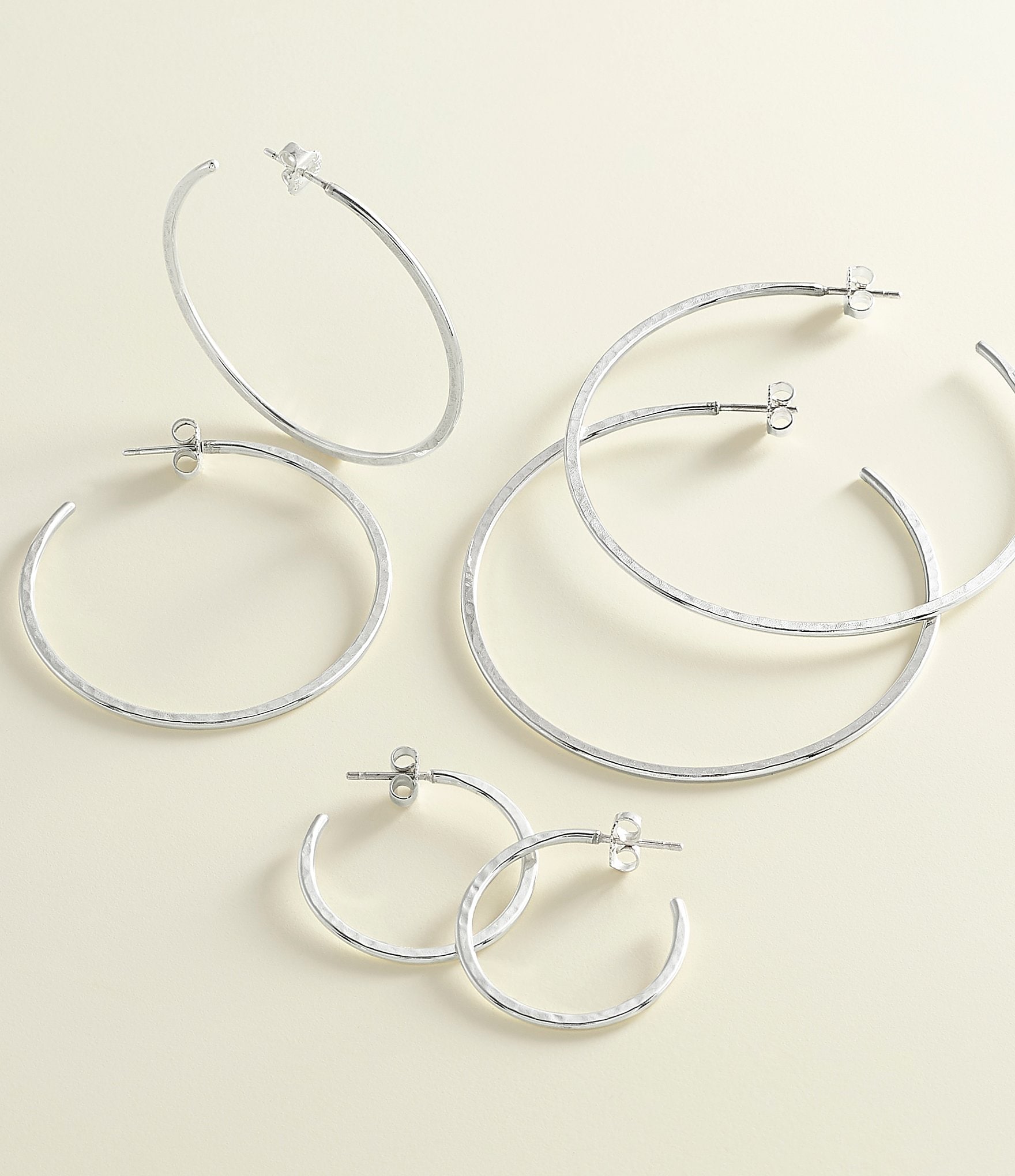 James Avery Classic Sterling Silver Hammered Hoop Earrings, Extra Large