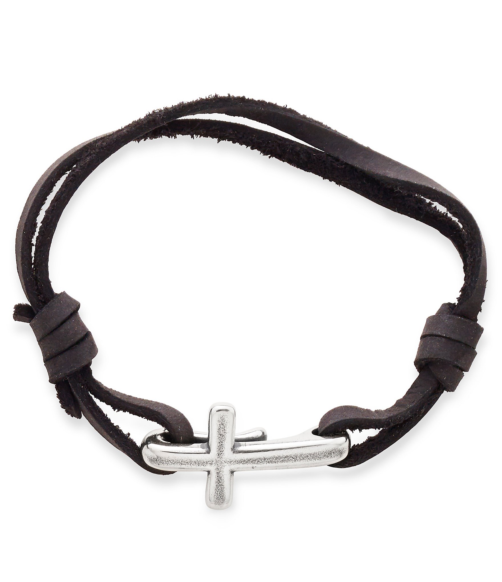 James Avery Cross Hook-On Leather Bracelet - L