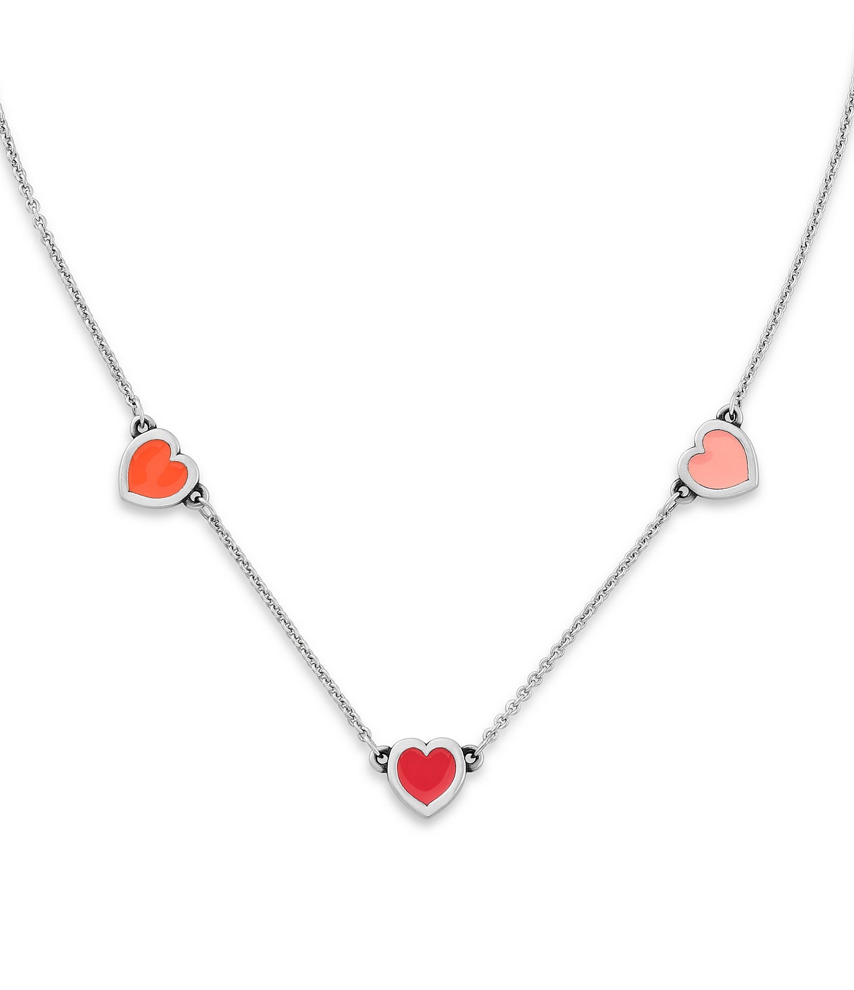 James Avery Enamel Connected Hearts Collar Short Pendant Necklace