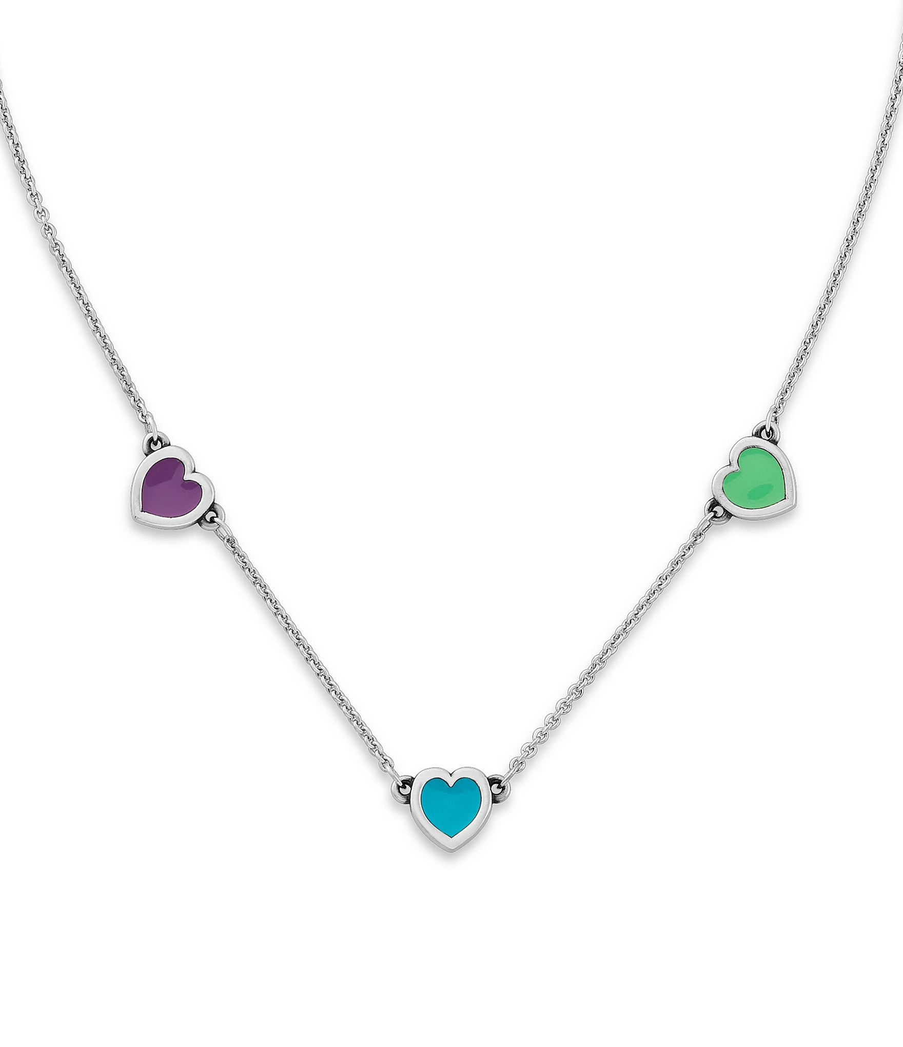 James Avery Enamel Connected Hearts Collar Short Pendant Necklace