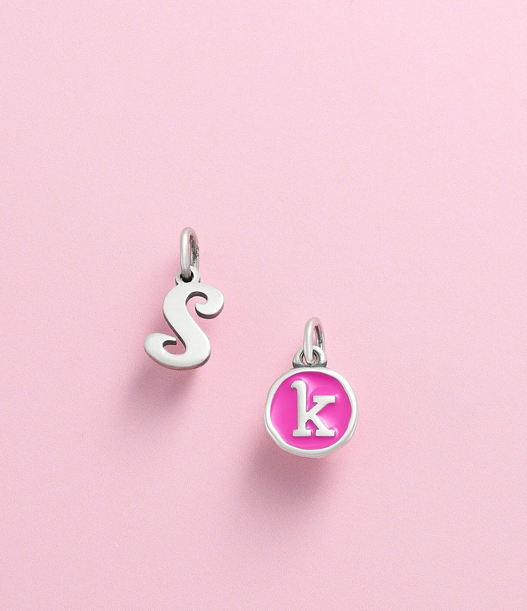 James Avery Enamel Dark Pink Initial Charm