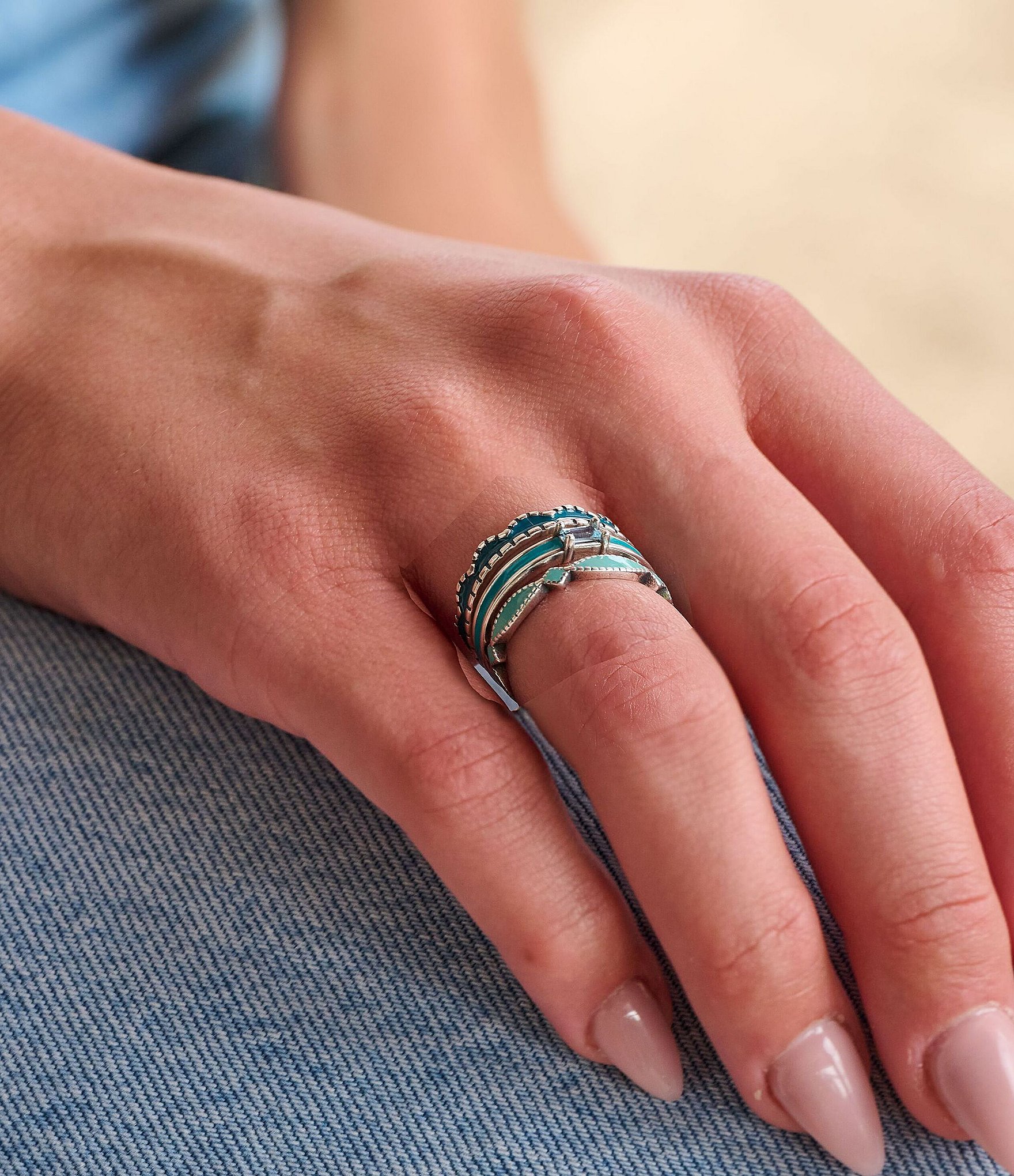 James Avery Enamel Scalloped Stacked Ring