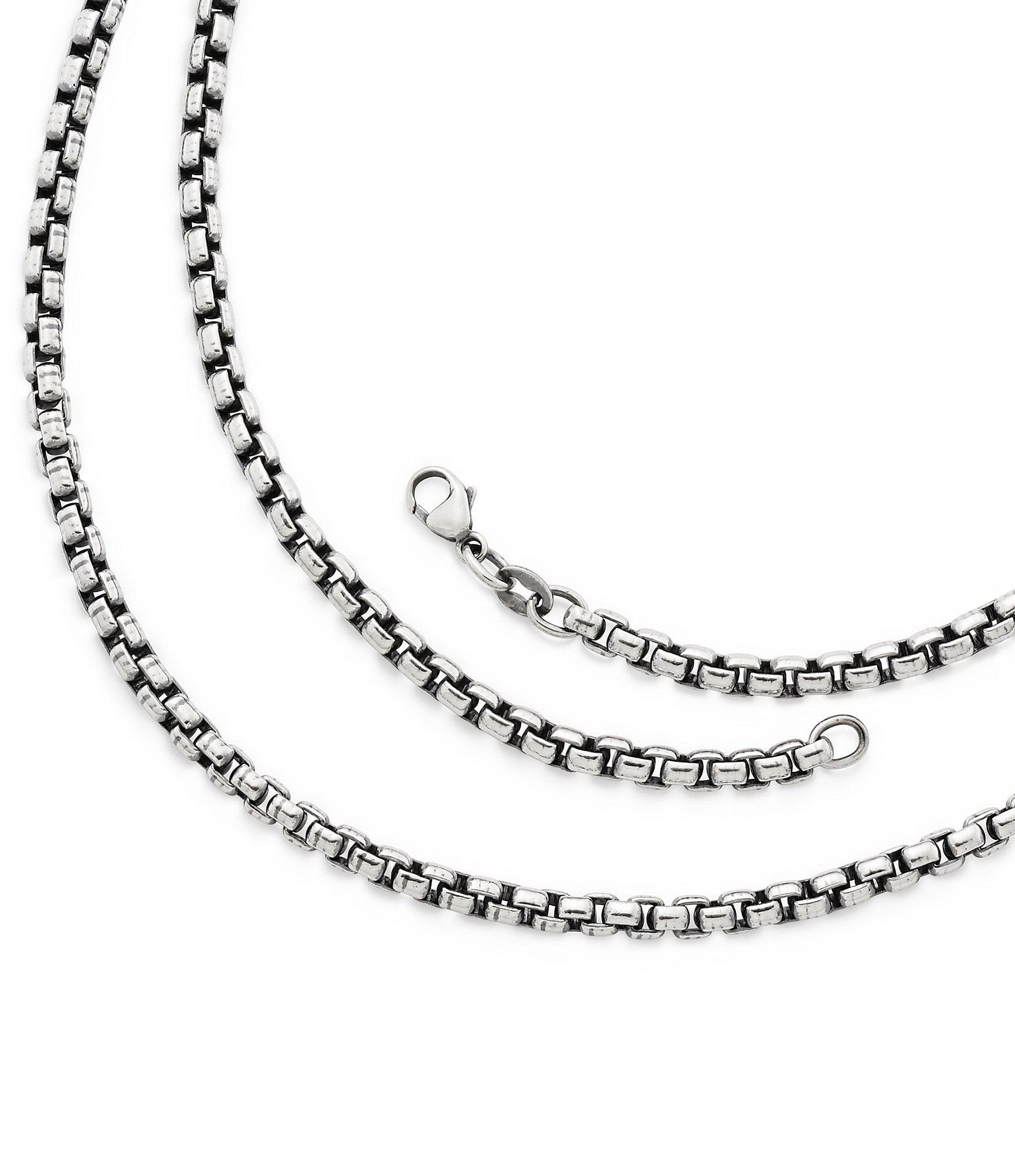 Round Box Chain Necklace in Sterling Silver, 3.5mm – Miabella