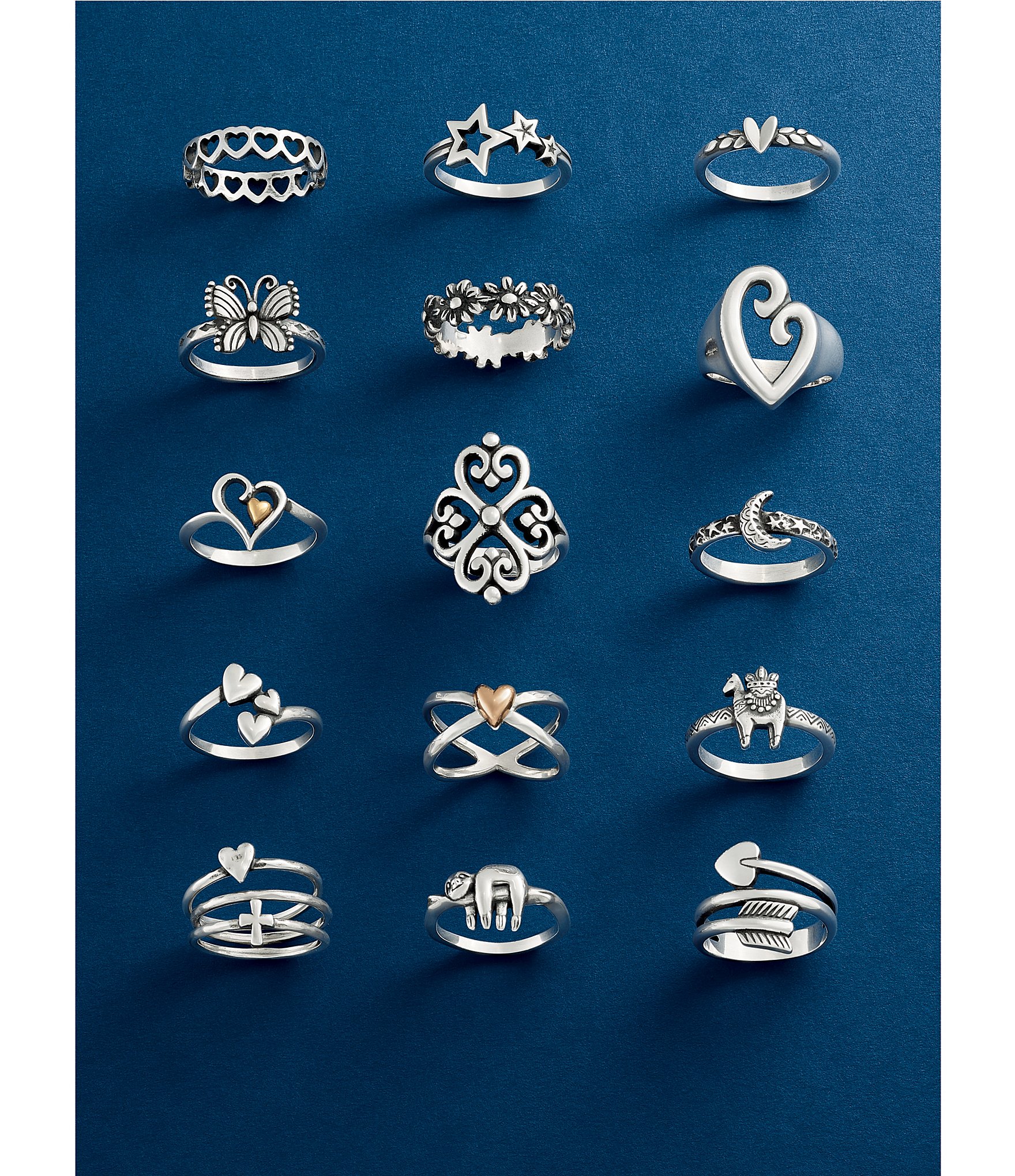James Avery Faith & Love Heart Cross Ring Set