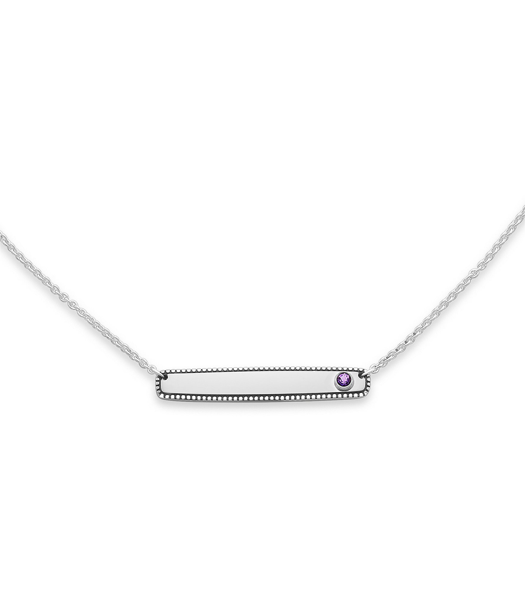 James Avery February Birthstone Amethyst Engravable Horizon Necklace