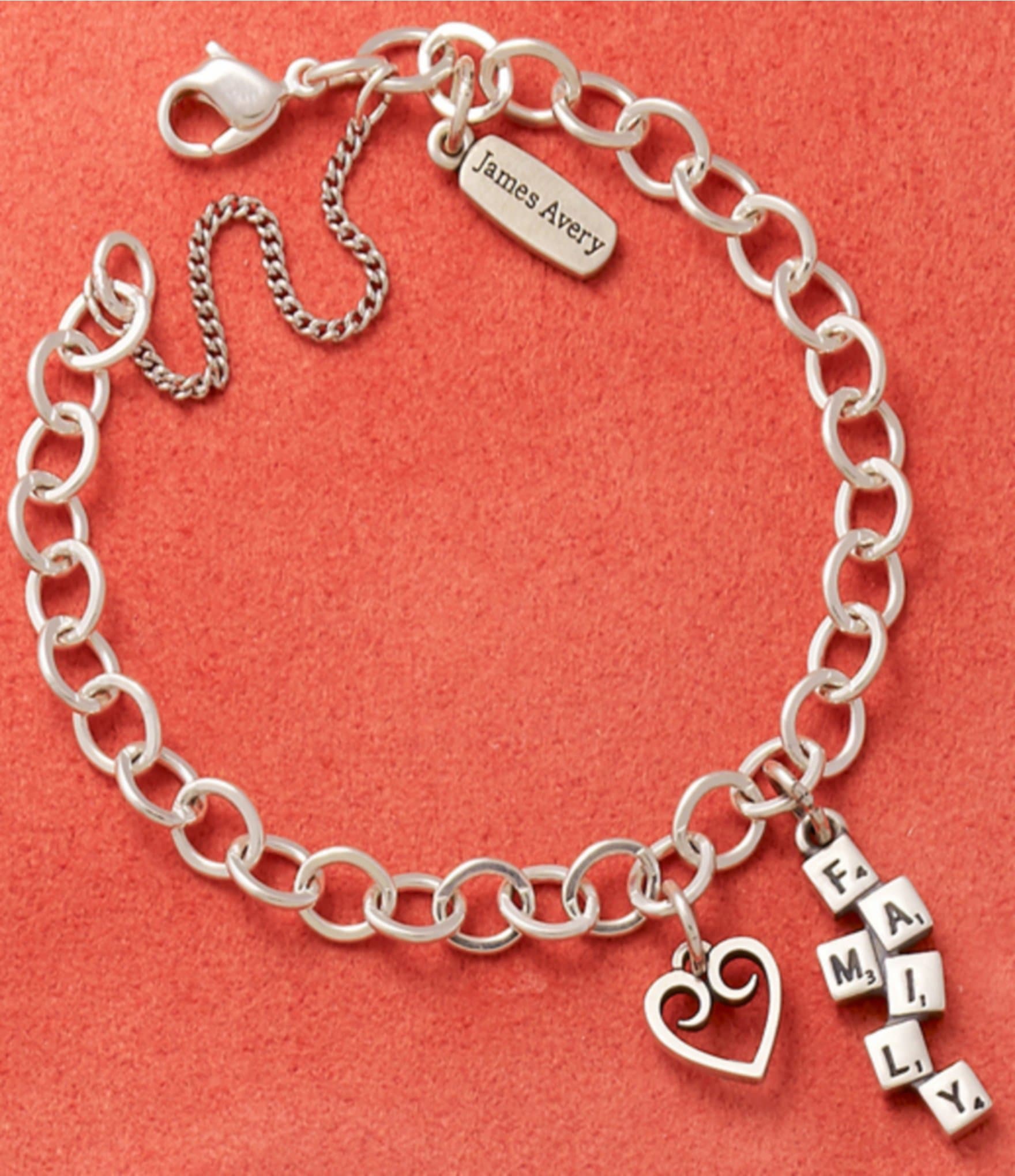 James Avery Forged Sterling Silver Link Charm Bracelet