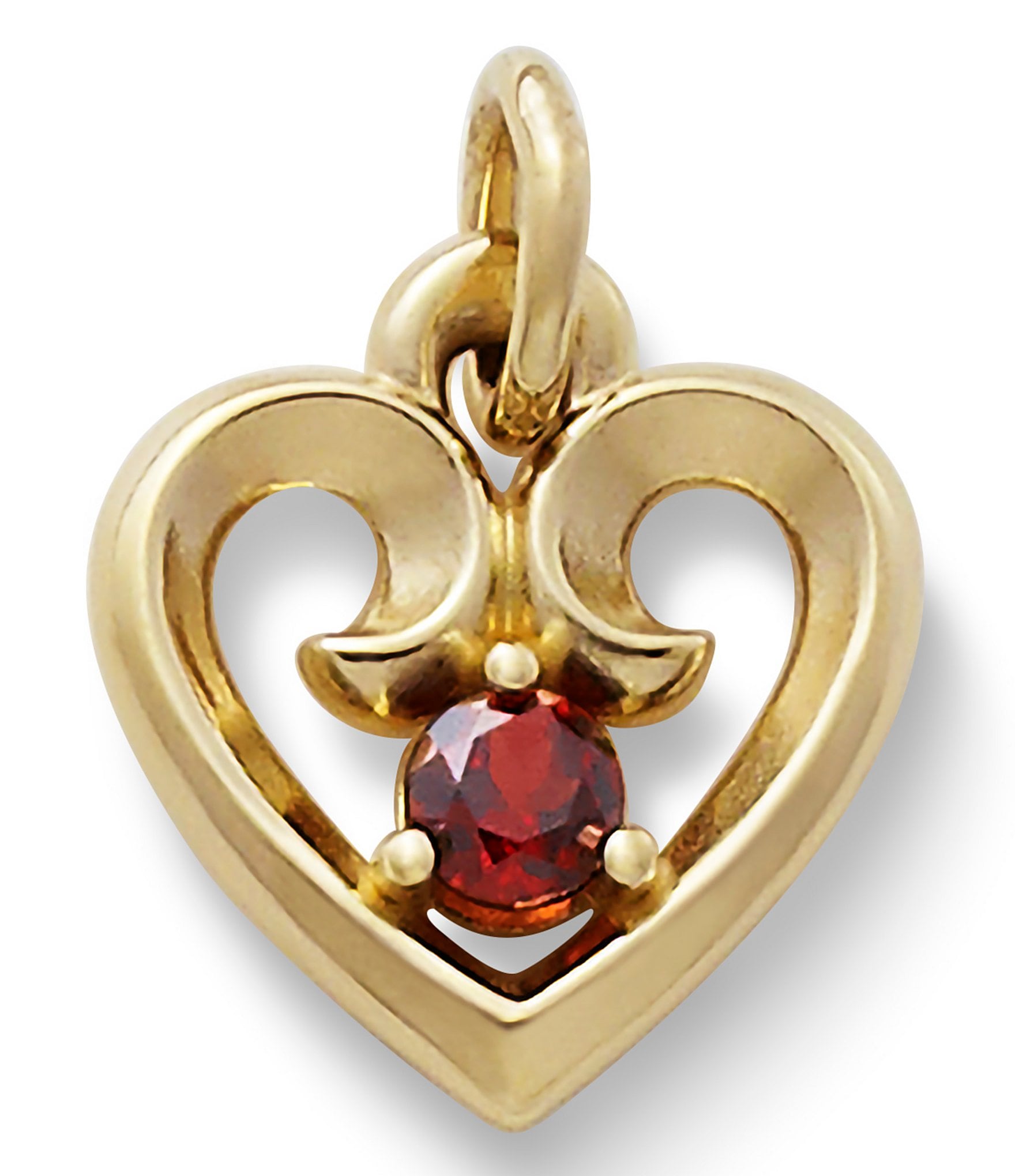 James Avery 14K Gold Jewelry Remembrance Heart Pendant With Garnet