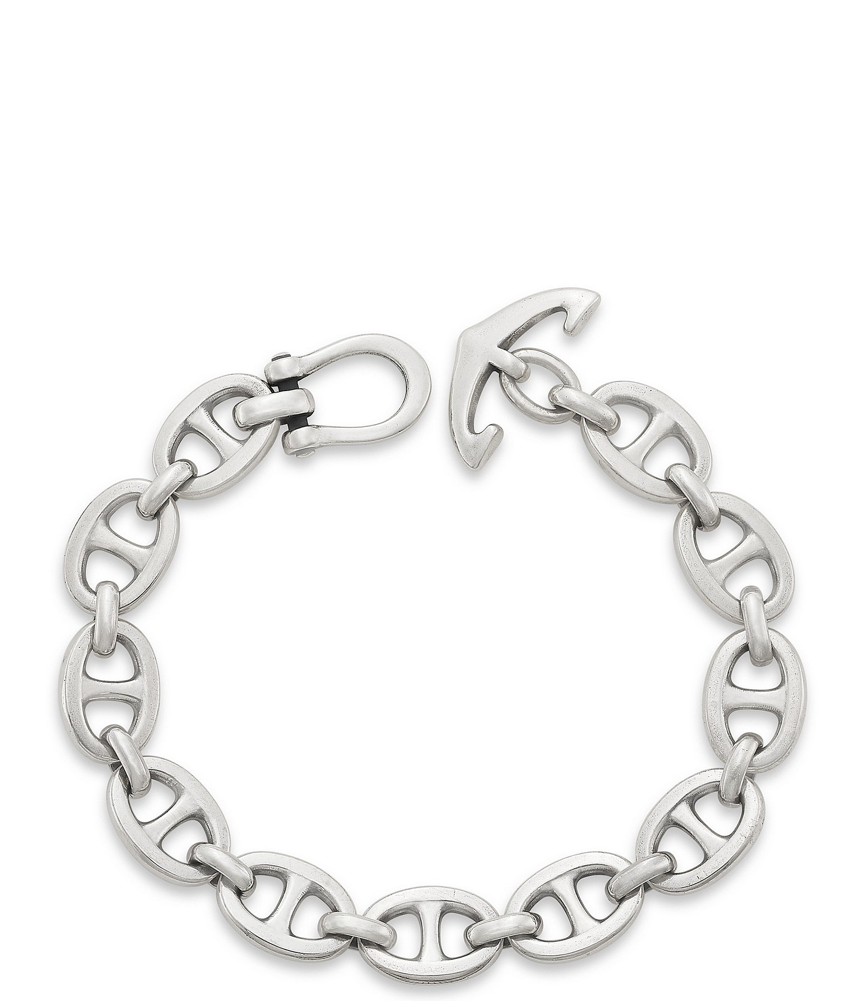 James Avery Men's Sterling Silver Anchor Link Chain Line Bracelet - XL
