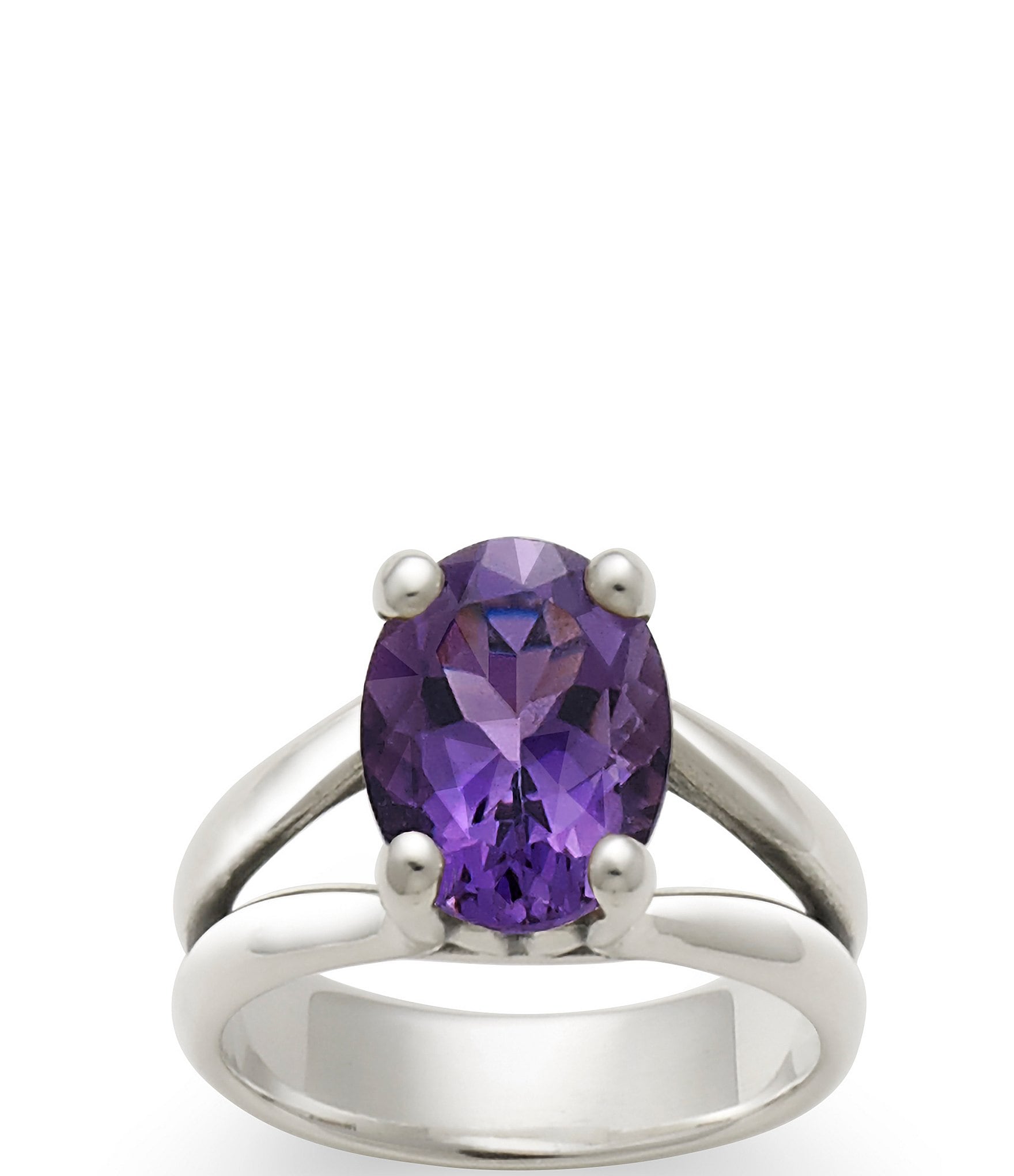 Cushion Amethyst Trilliant Ceylon Pink Sapphire 14KWG Ring 5.46 ctw -  Simply Sapphires