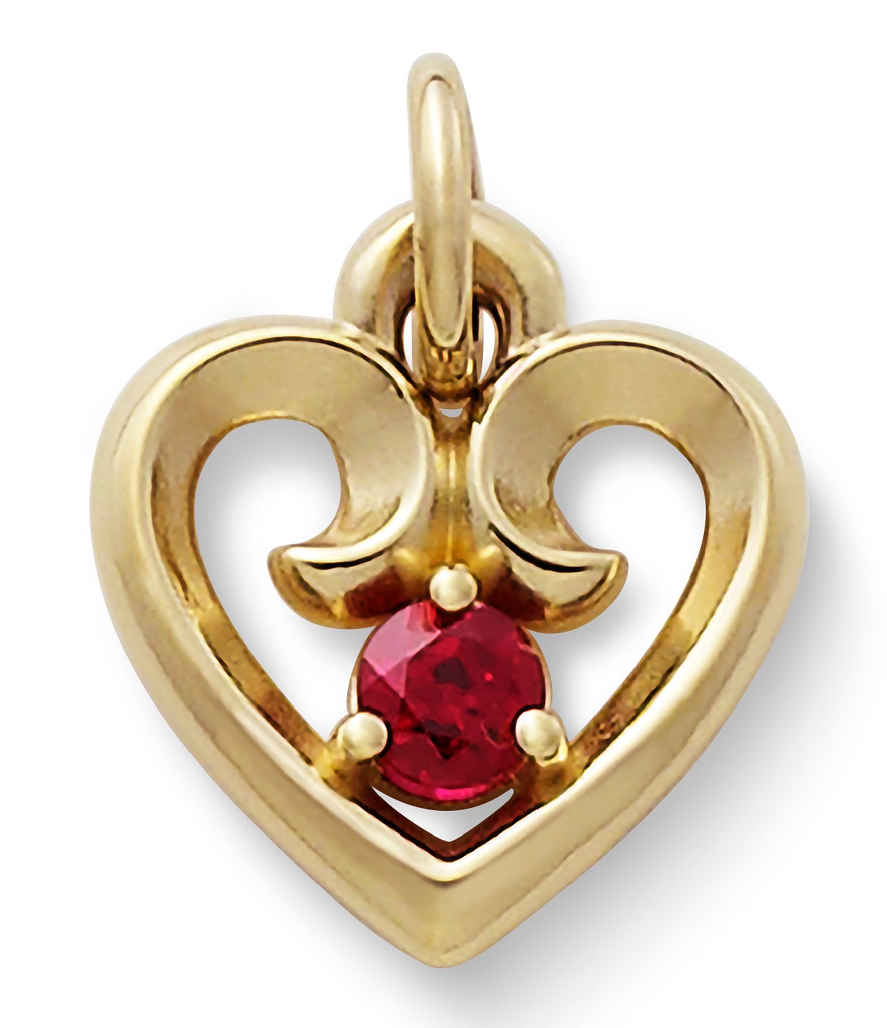 James Avery Remembrance Heart July Birthstone with Lab-Created Ruby Charm