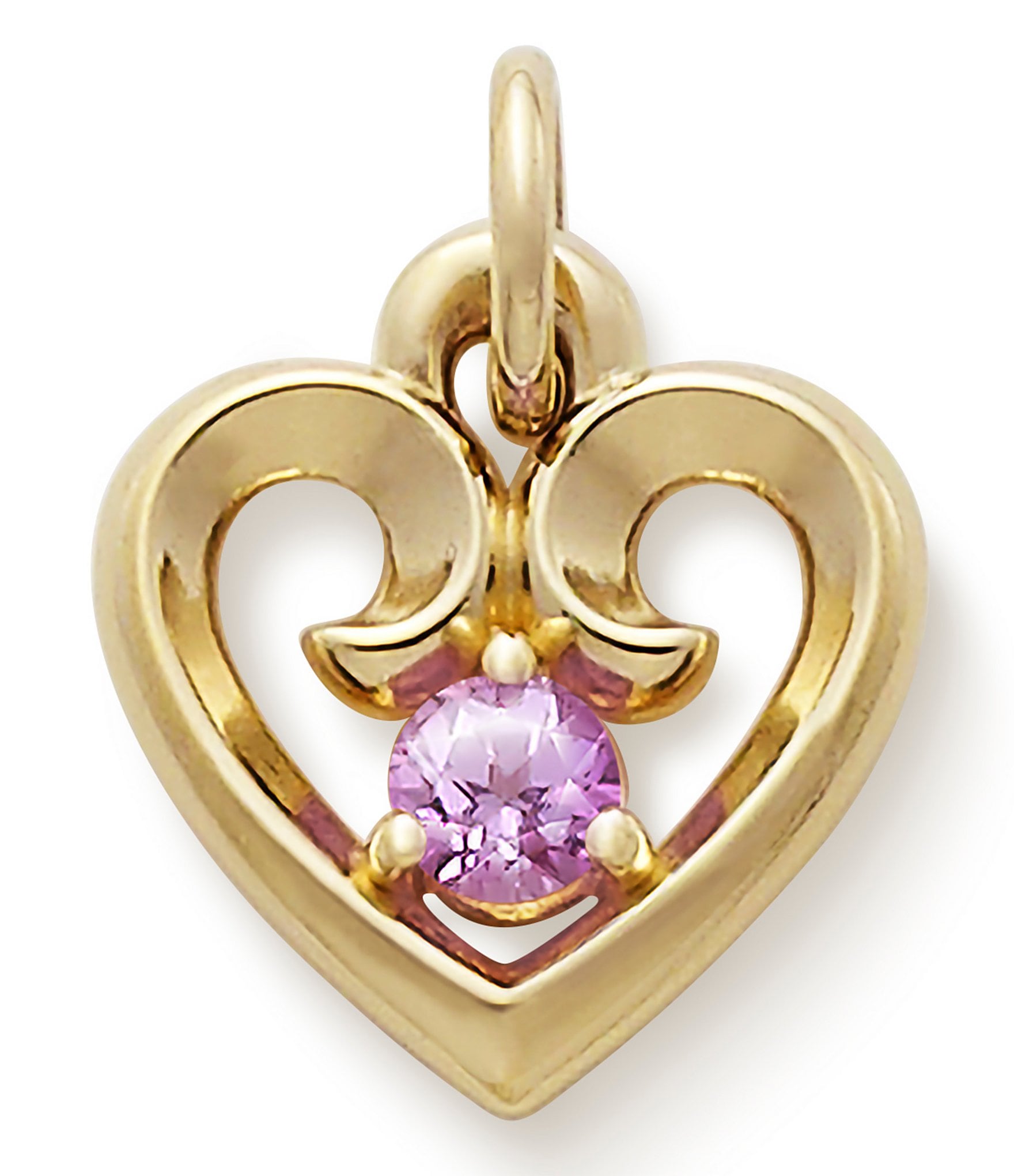 James Avery 14K Gold Remembrance Heart With Lab-Created Pink Sapphire Charm