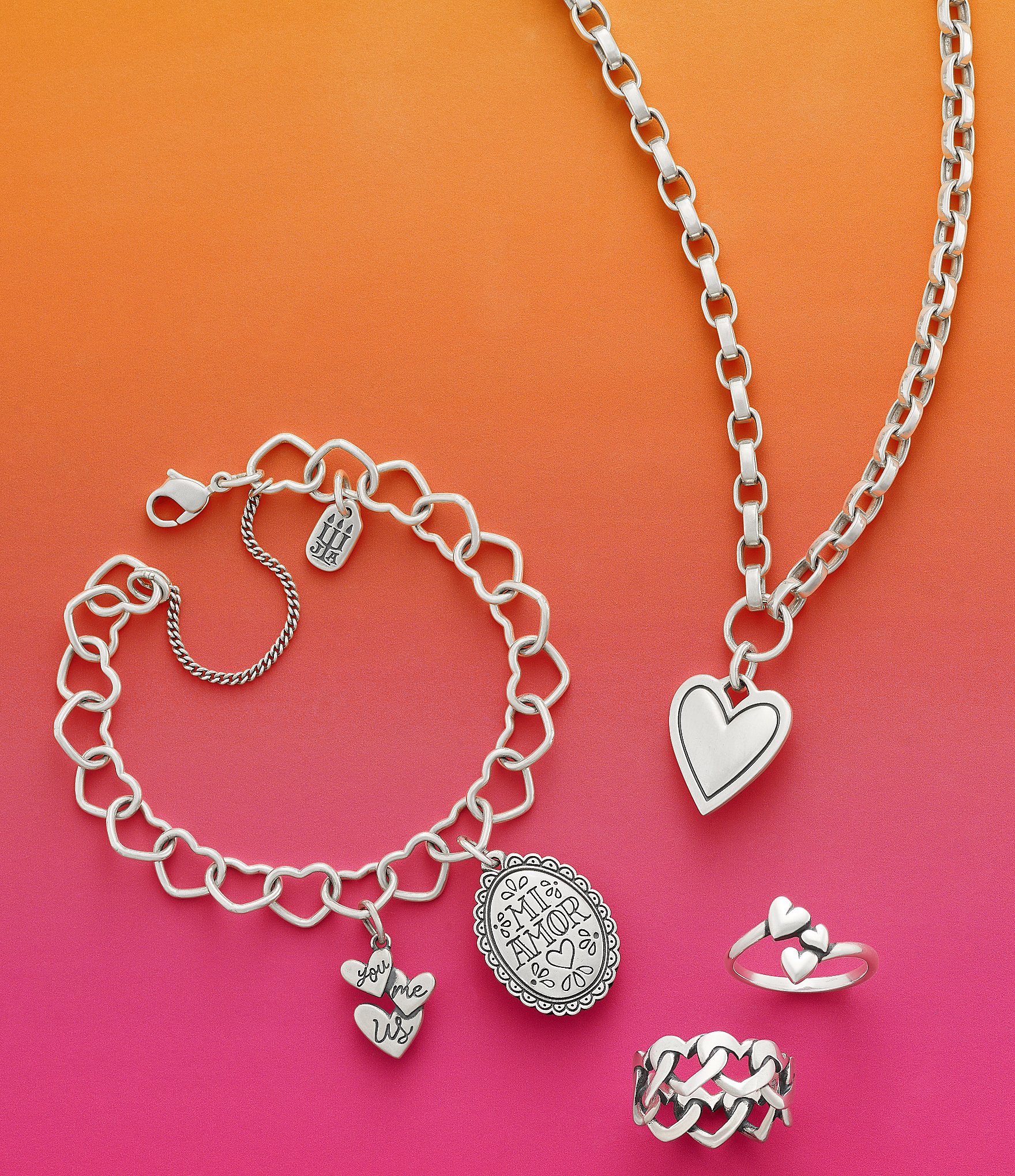 James Avery Sterling Silver Connected Hearts Charm Bracelet