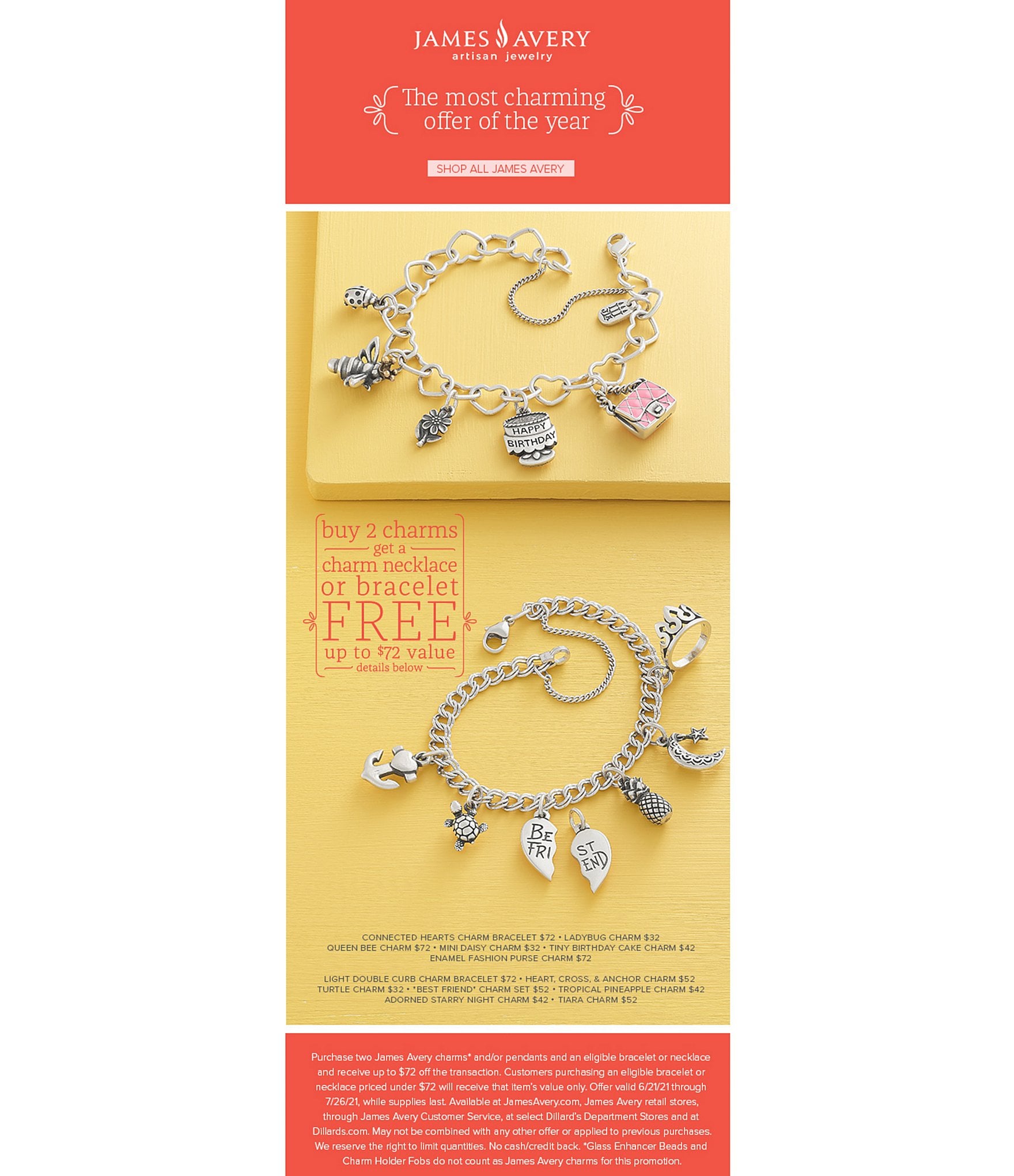 James Avery Sterling Silver Connected Hearts Charm Bracelet