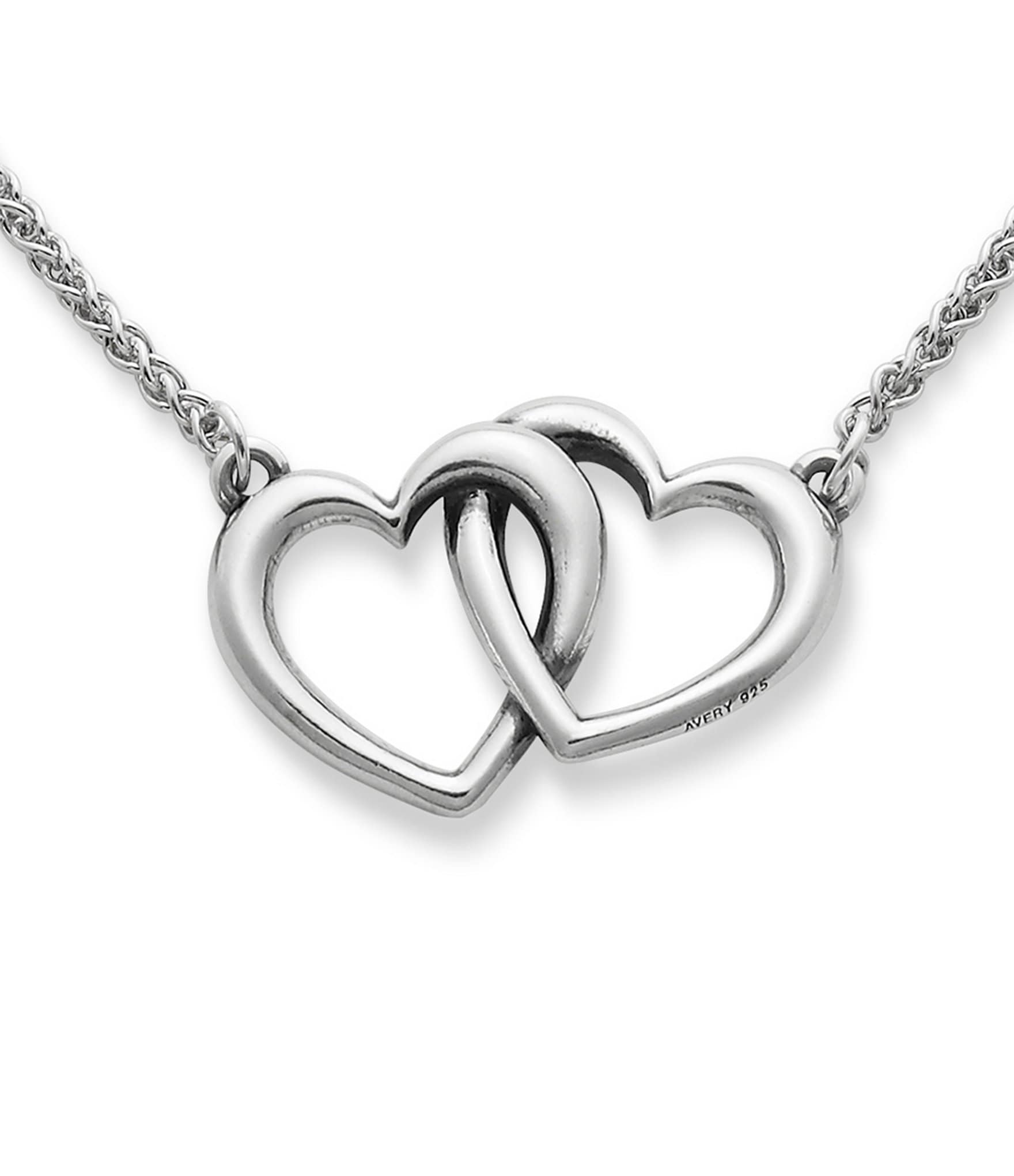 James Avery Sterling Silver Double Heart Linked Necklace