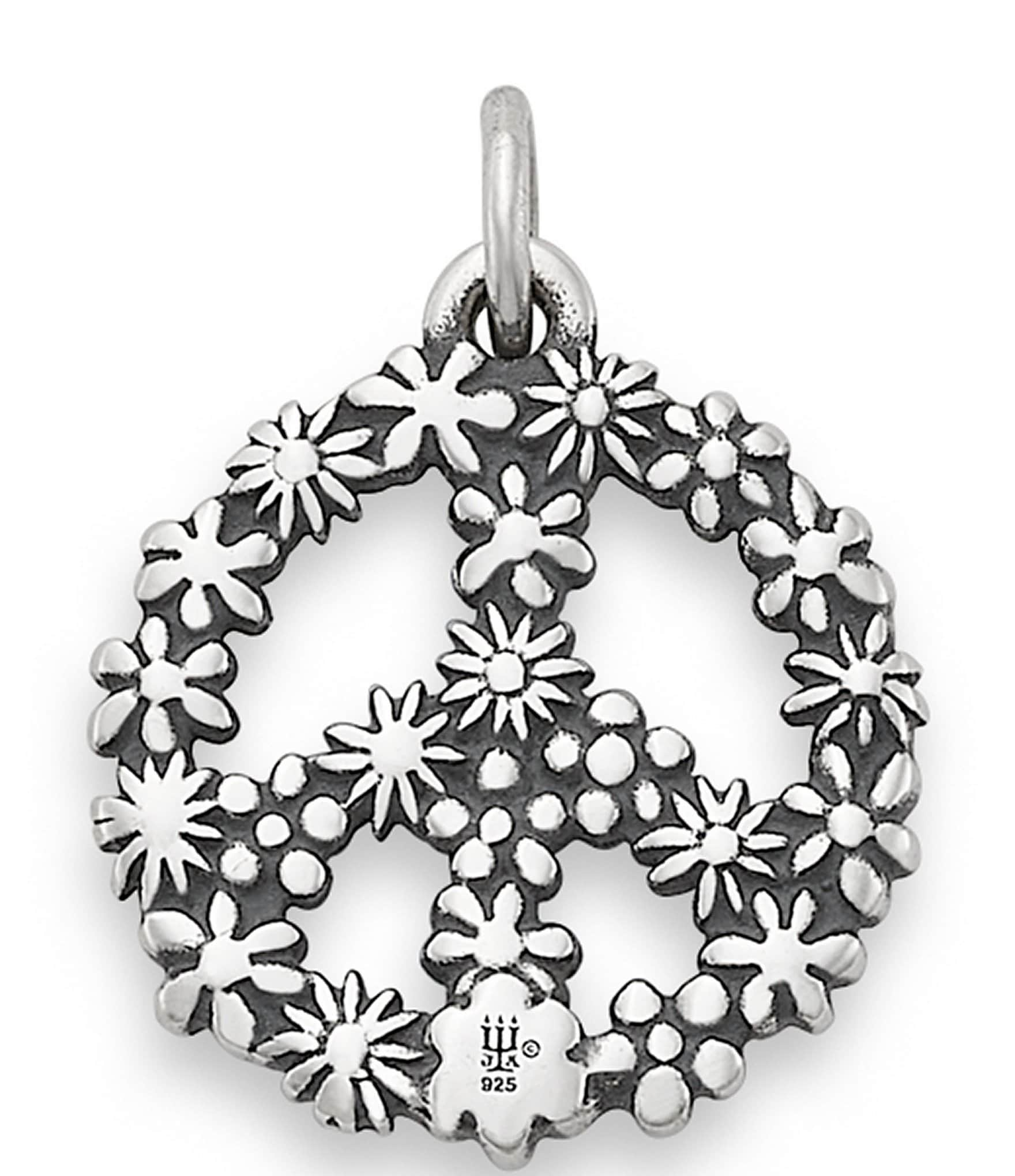 James Avery Sterling Silver Floral Peace Sign Charm