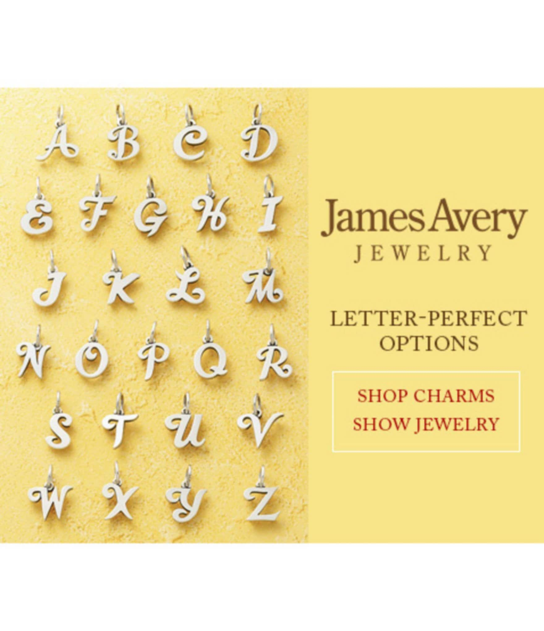 James Avery Sterling Silver Script Initial Bracelet or Necklace Charm